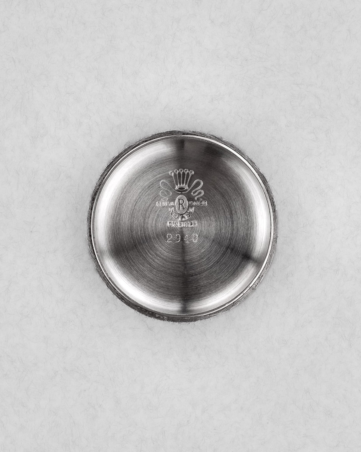 MDLZ Rolex « Bubble Back » réf. 5050 en acier de 1948 – Cadran « Crème Brûlée » Radium Burn - Inside case back