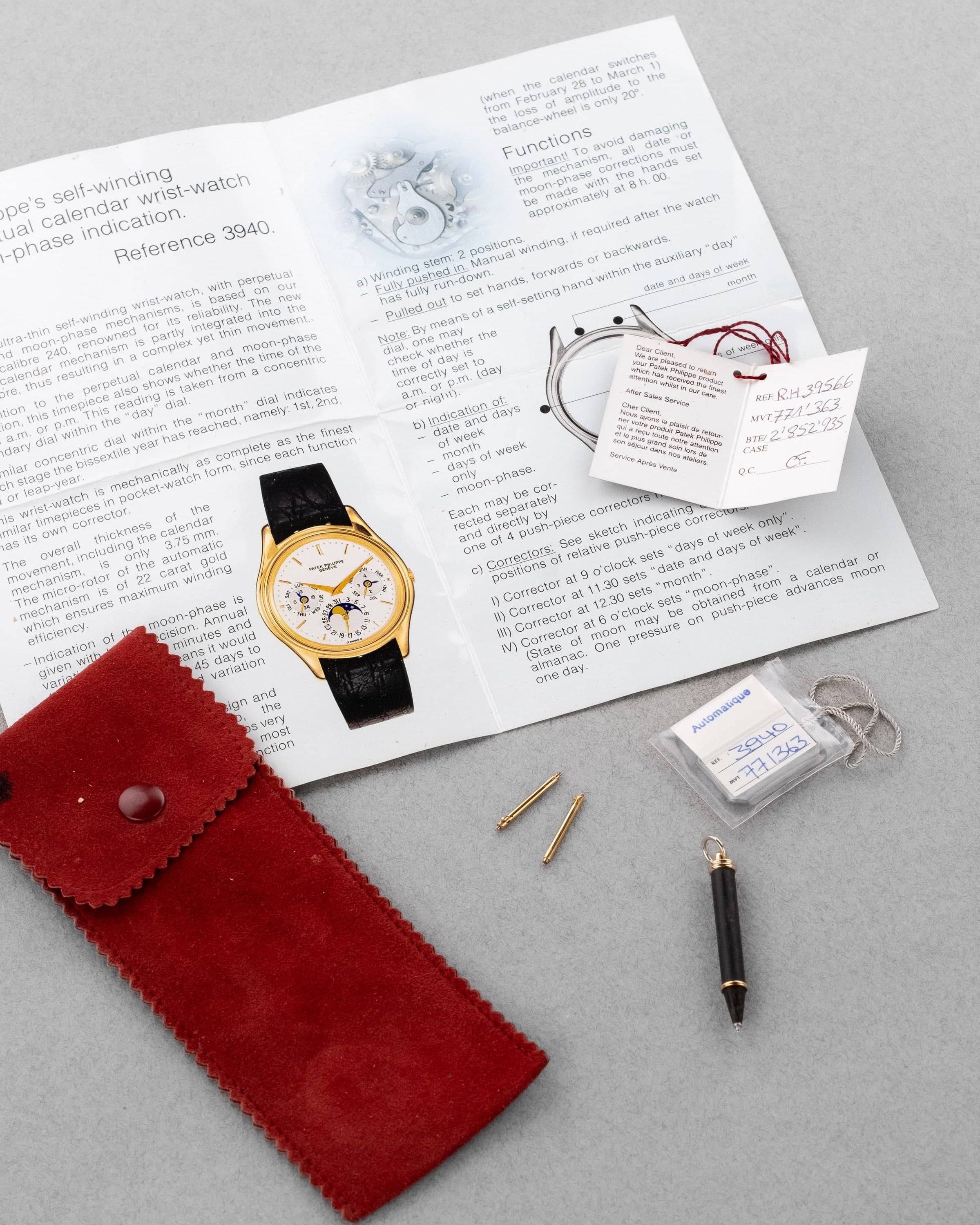 MEFM Rarissime et Exceptionnel Quantième Perpétuel Patek Philippe réf. 3940J « Doré Dial » de 1988 – Full Set - Set