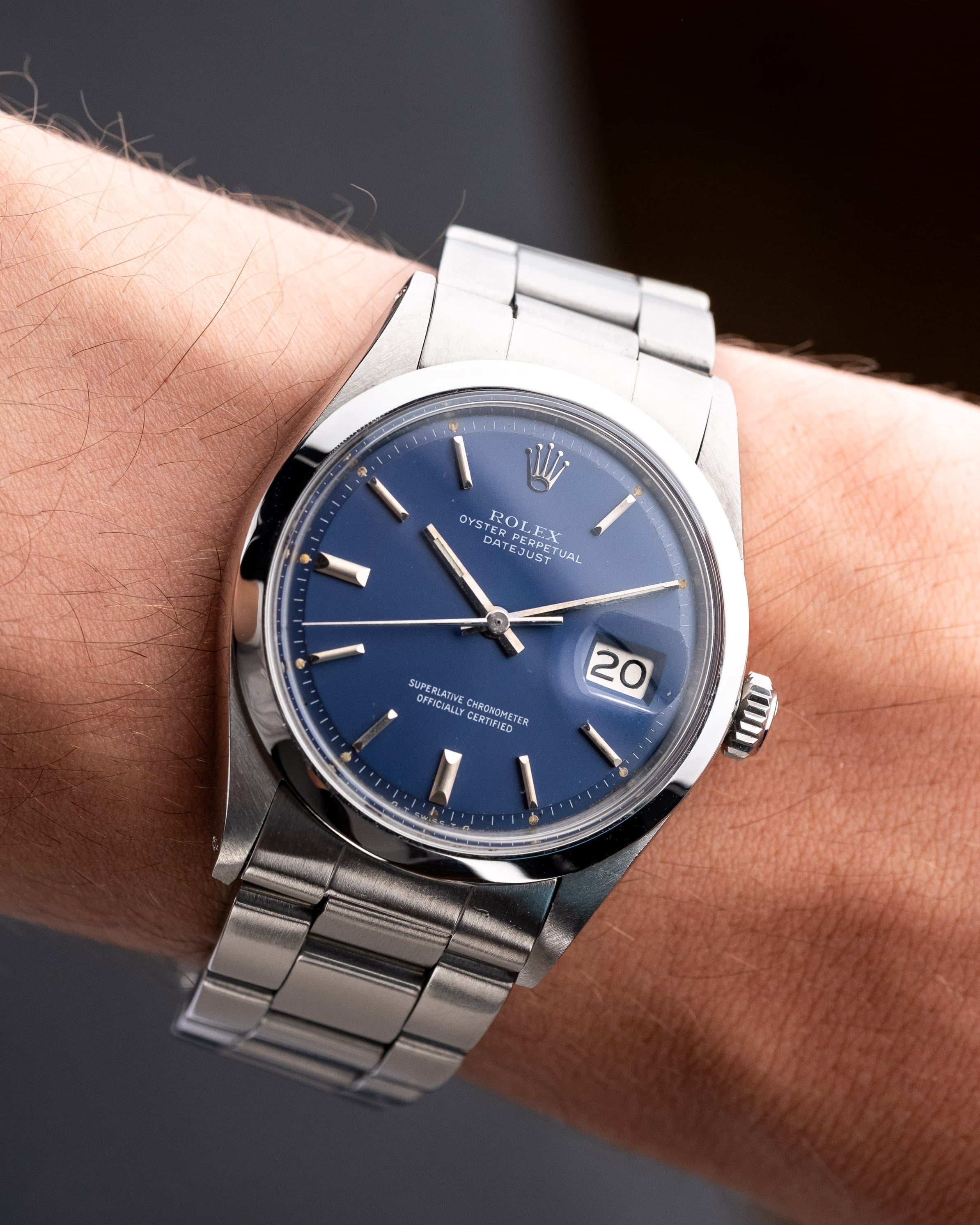 MVQY Rolex Datejust 1600 « Bleu Sigma » de 1971 - Wristshot