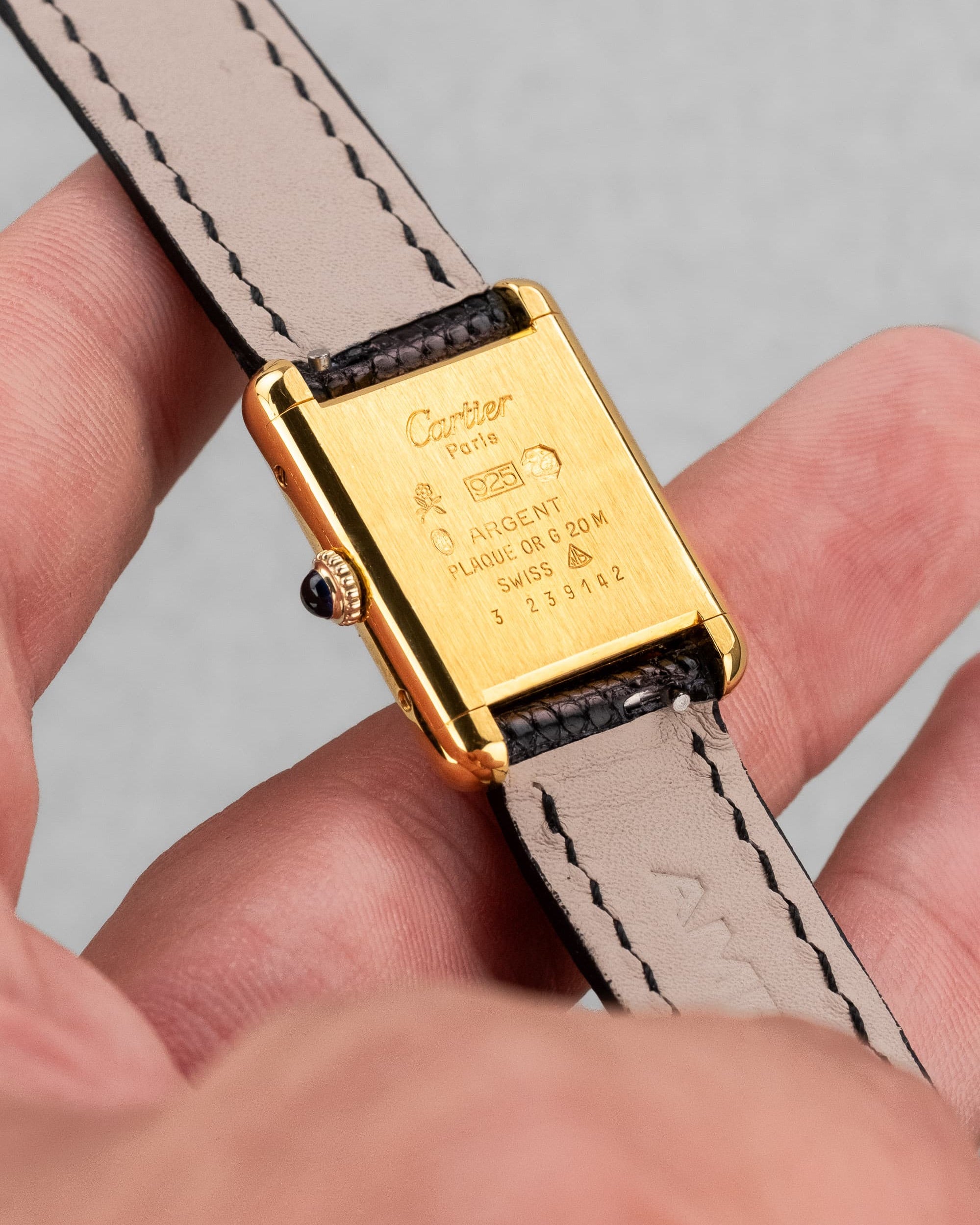 P5PN Cartier Tank Must Mécanique PM 3 Lady « Black Roman Dial » - Back