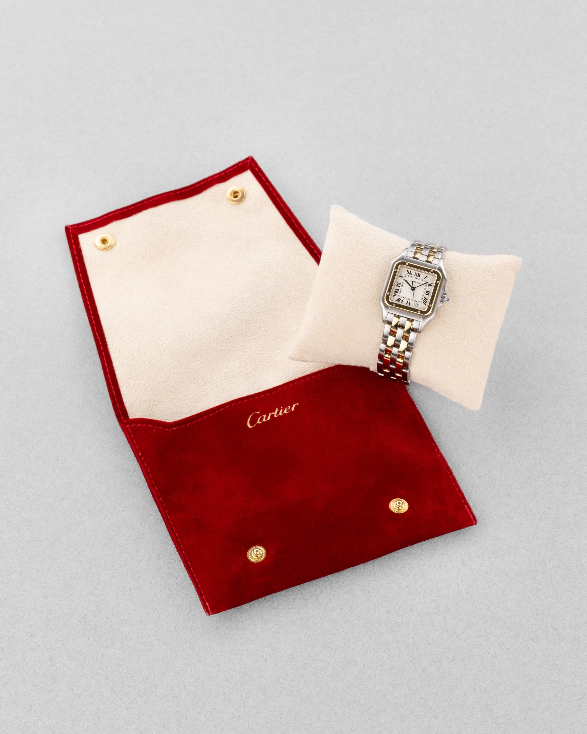 P8EY Cartier Panthère « Medium 2 rangs », réf. 110000R, en or jaune et acier, circa 1995 - Box