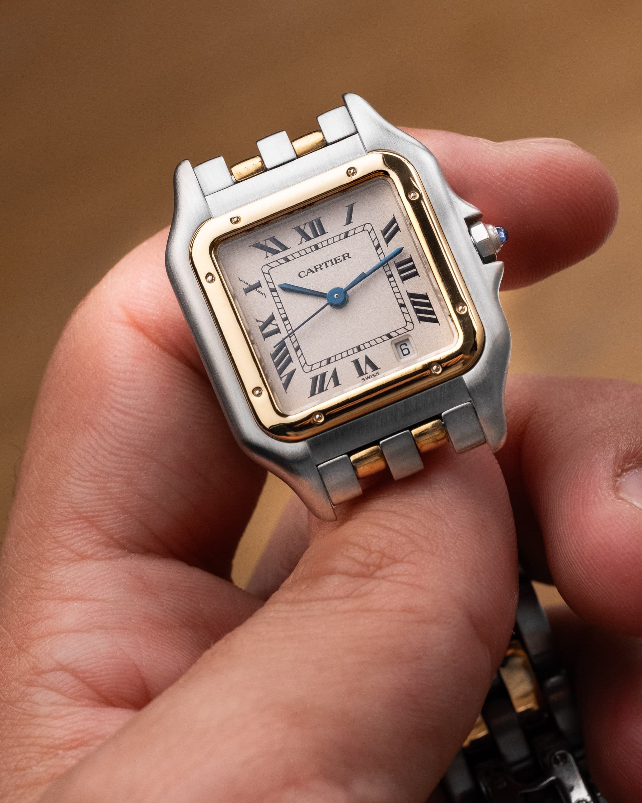 P8EY Cartier Panthère « Medium 2 rangs », réf. 110000R, en or jaune et acier, circa 1995 - Lifestyle