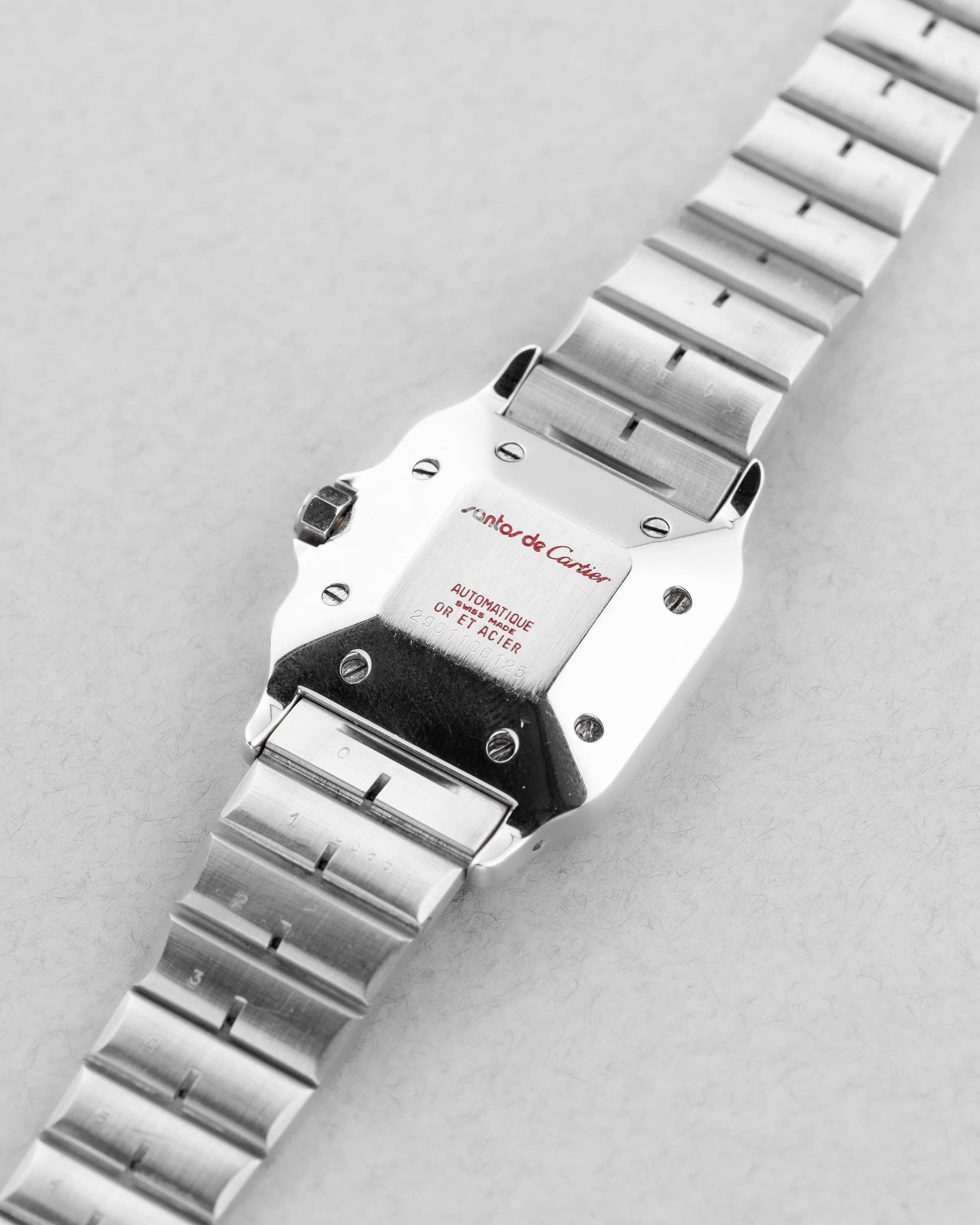 PMGK Cartier Santos Carrée GM réf. 2961 en acier et or jaune de 1984 - Back