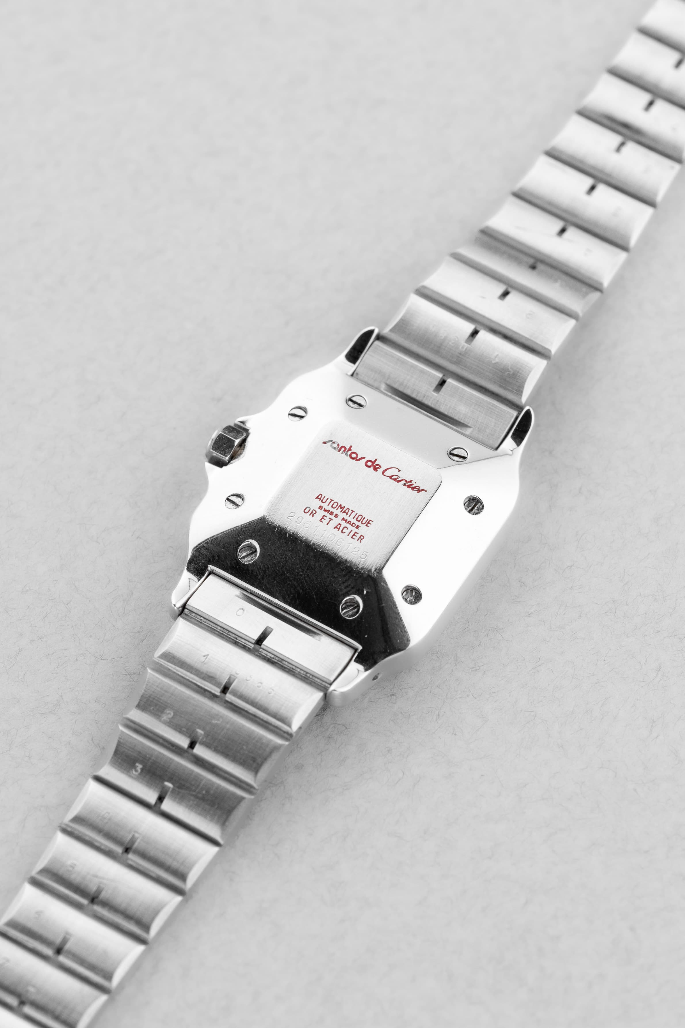 PMGK Cartier Santos Carrée GM réf. 2961 en acier et or jaune de 1984 - Back