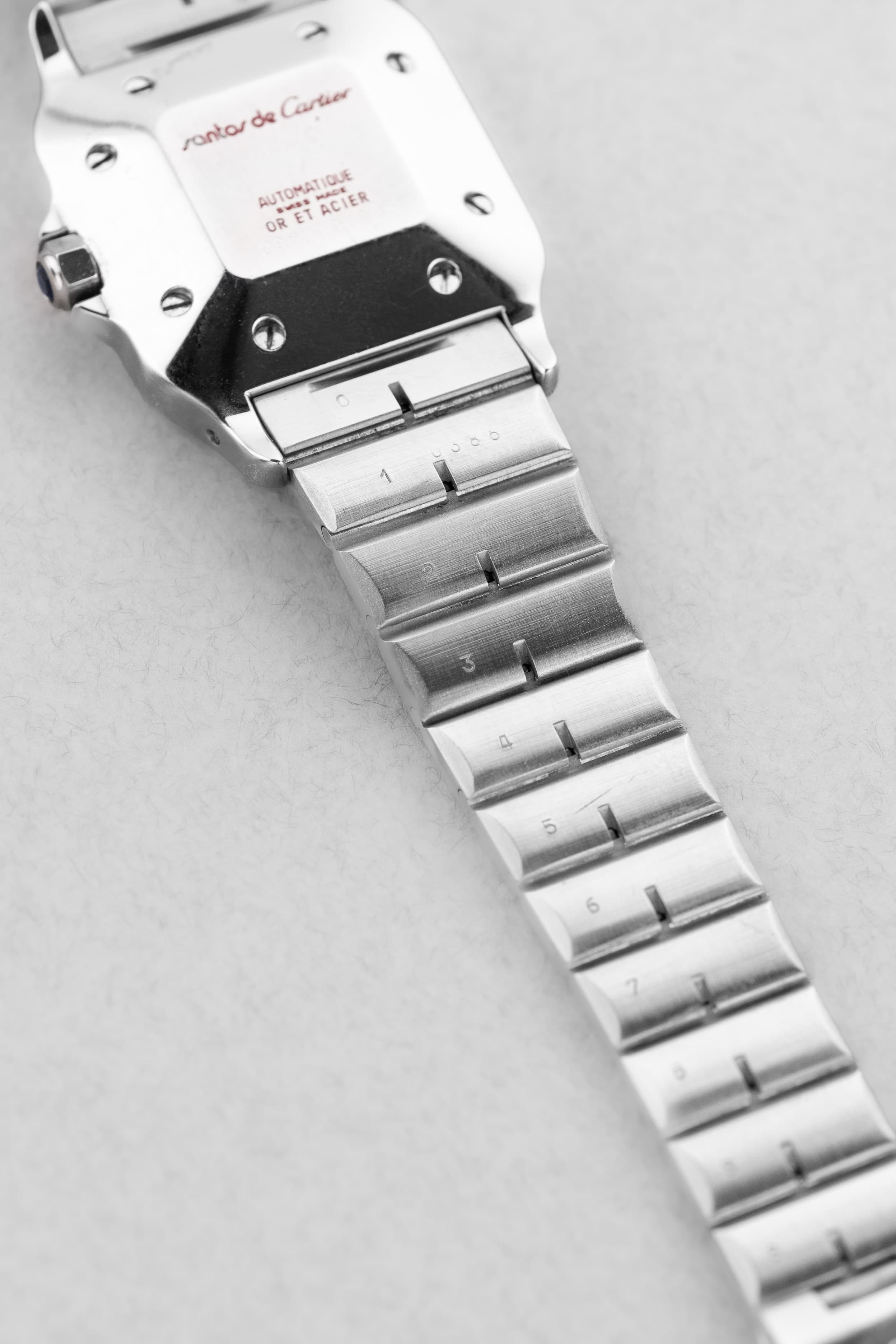 PMGK Cartier Santos Carrée GM réf. 2961 en acier et or jaune de 1984 - Bracelet Back