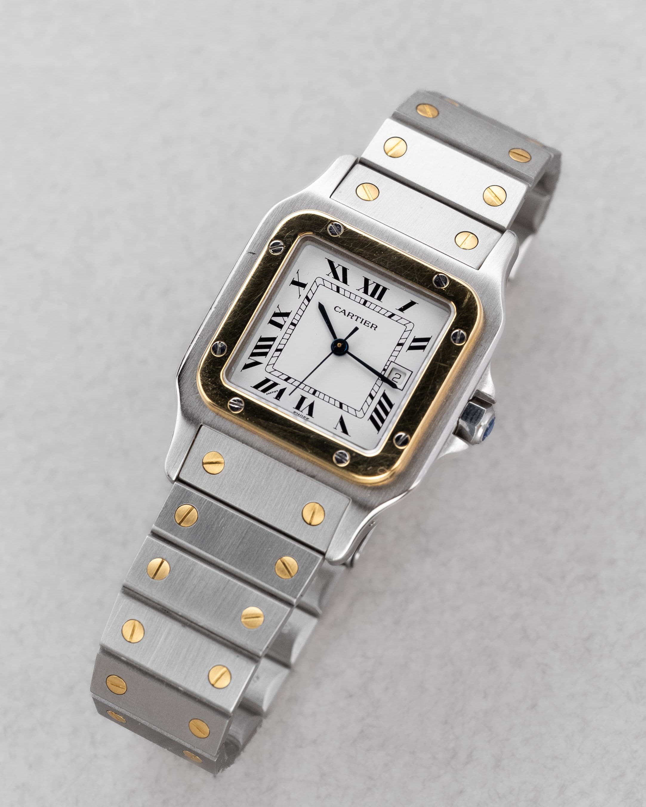 PMGK Cartier Santos Carrée GM réf. 2961 en acier et or jaune de 1984 - Overview