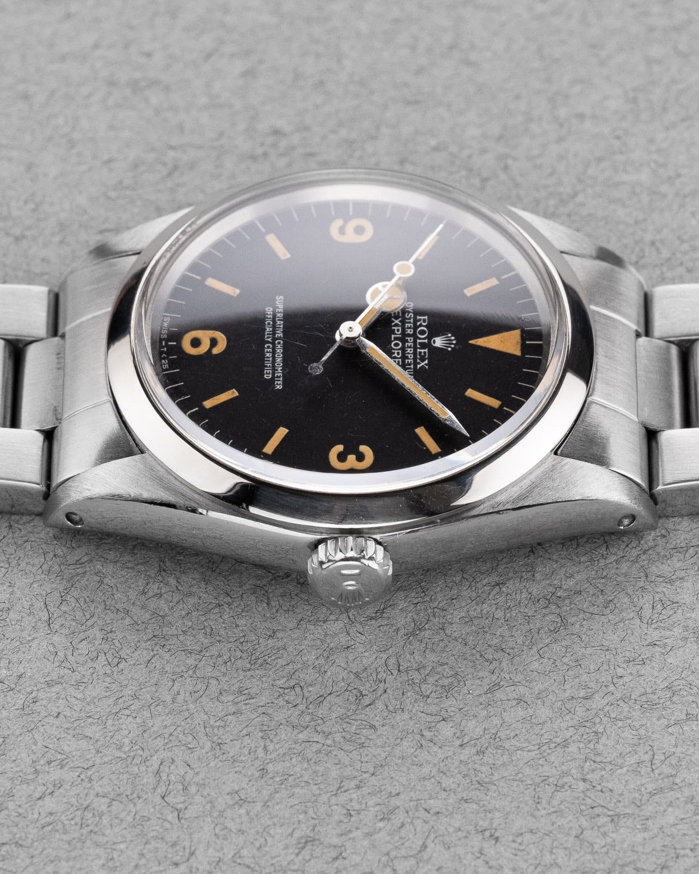 Q8UG Superbe Rolex Explorer 1016 Mark 3 « Pumpkin Patina » - Right side