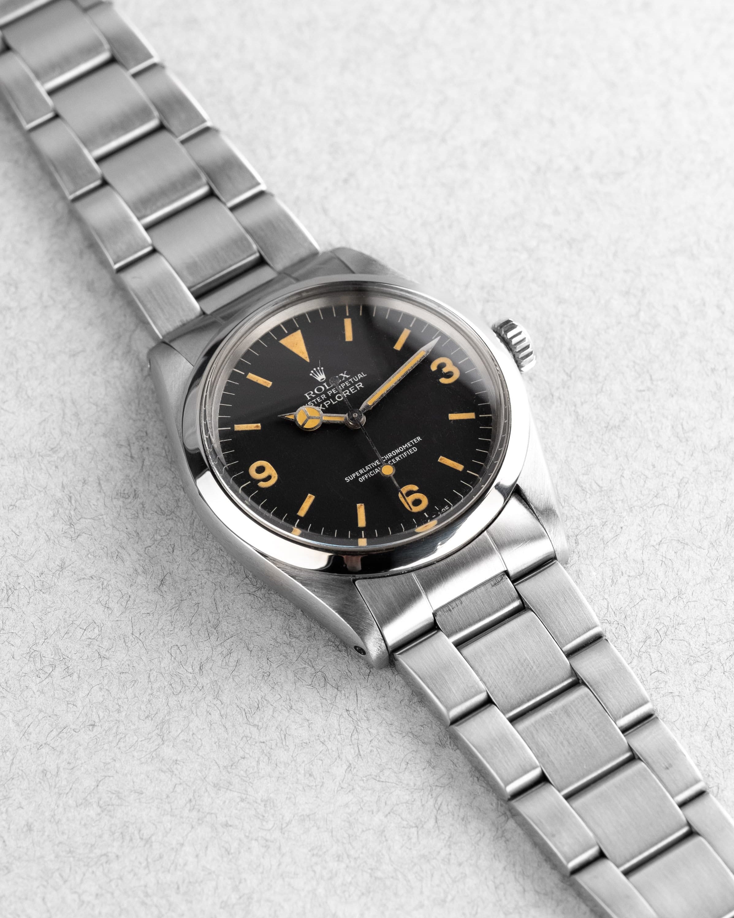 Q8UG Superbe Rolex Explorer 1016 Mark 3 « Pumpkin Patina » - Three Quarters