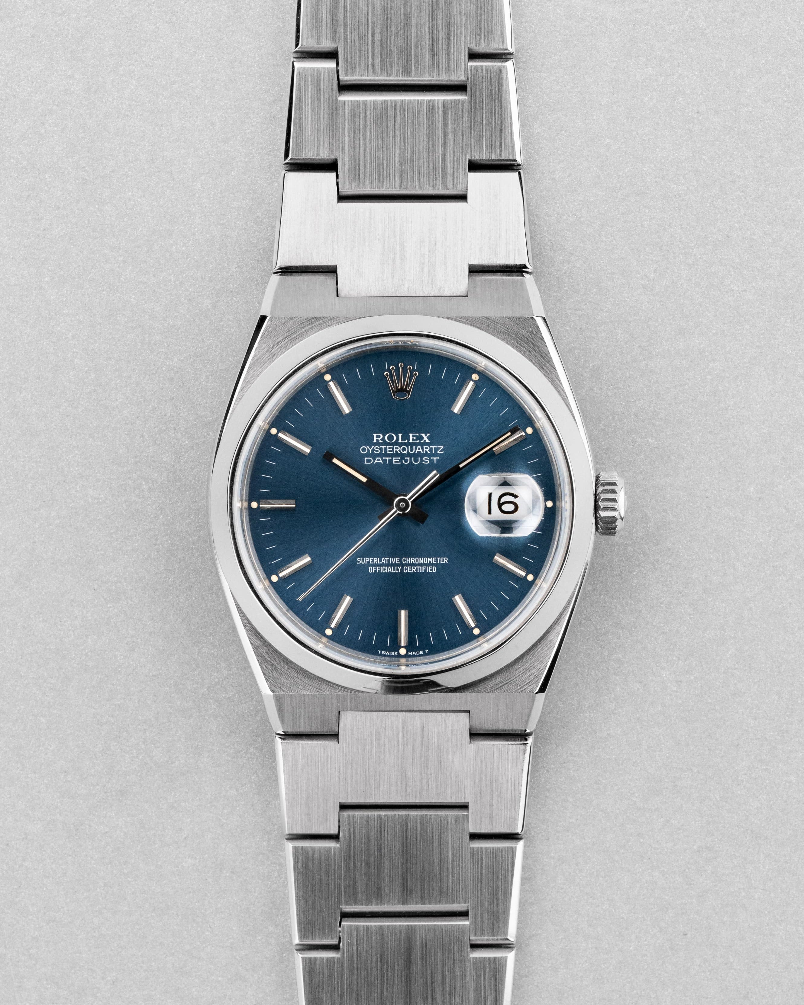QVEG Superbe Rolex Datejust Oysterquartz réf. 17000 de 1990 – Cadran bleu - Front
