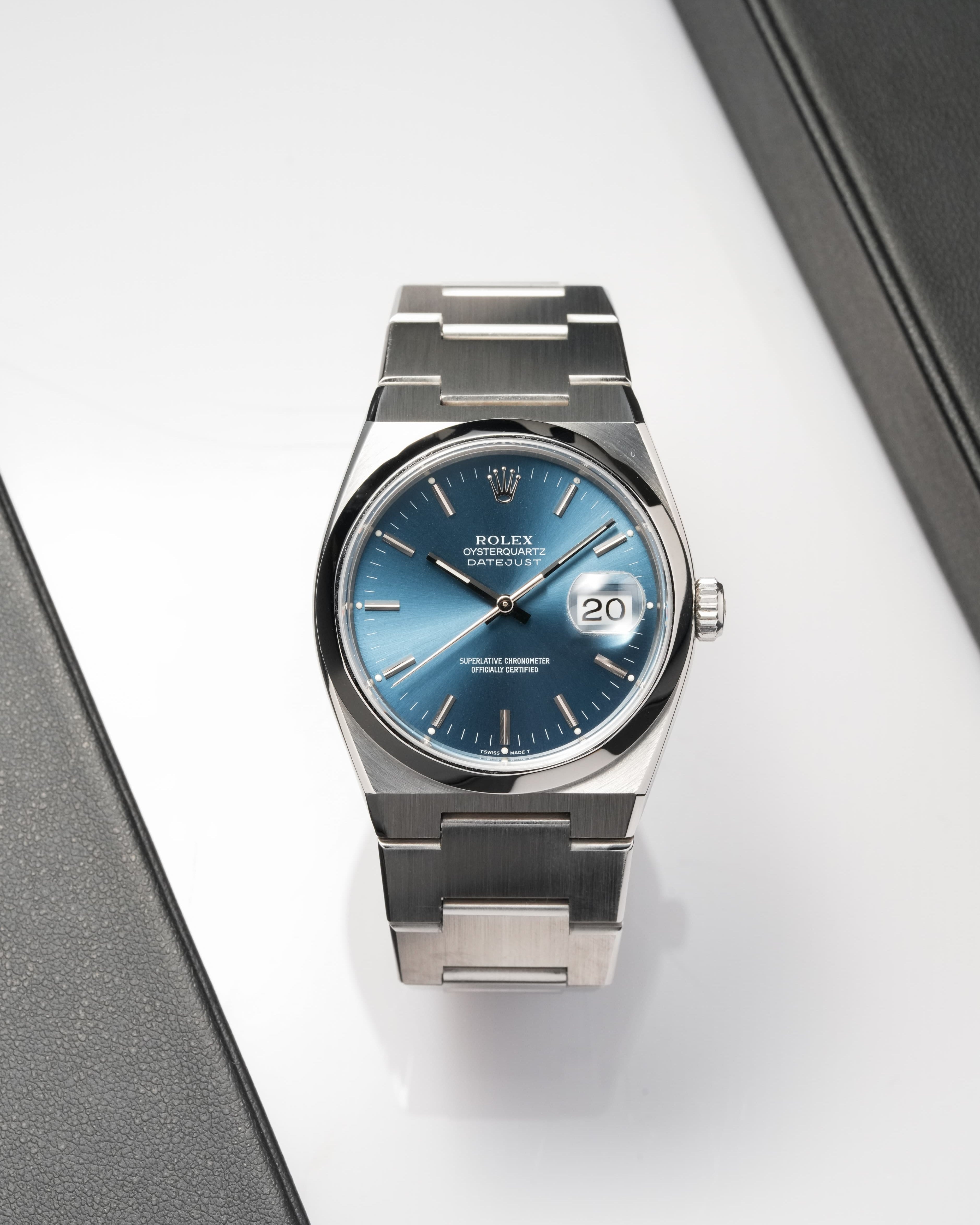 QVEG Superbe Rolex Datejust Oysterquartz réf. 17000 de 1990 – Cadran bleu - Front