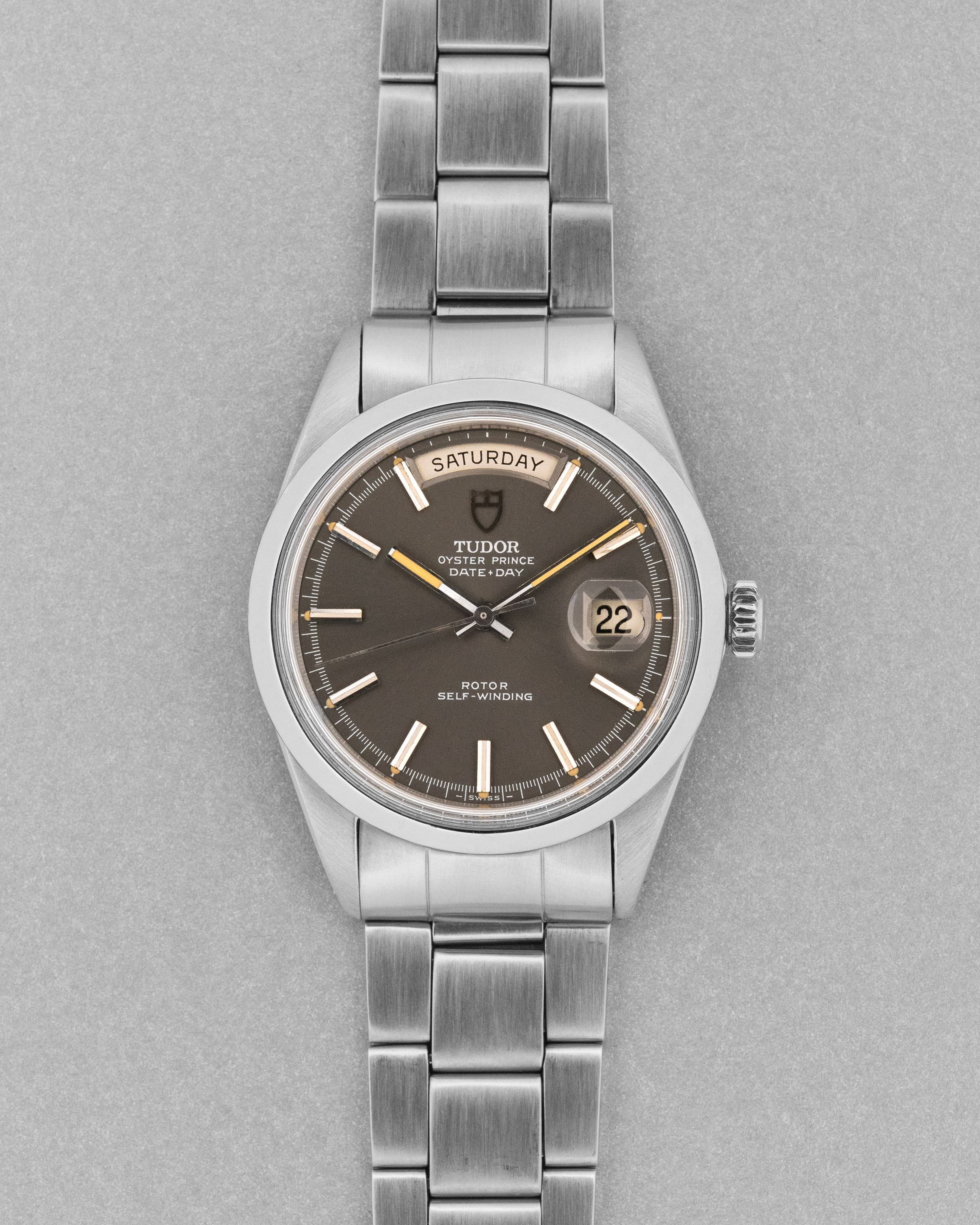 R99U Tudor Date-Day ref. 7017/0 in acciaio del 1969 – Quadrante Taupe - Fronte