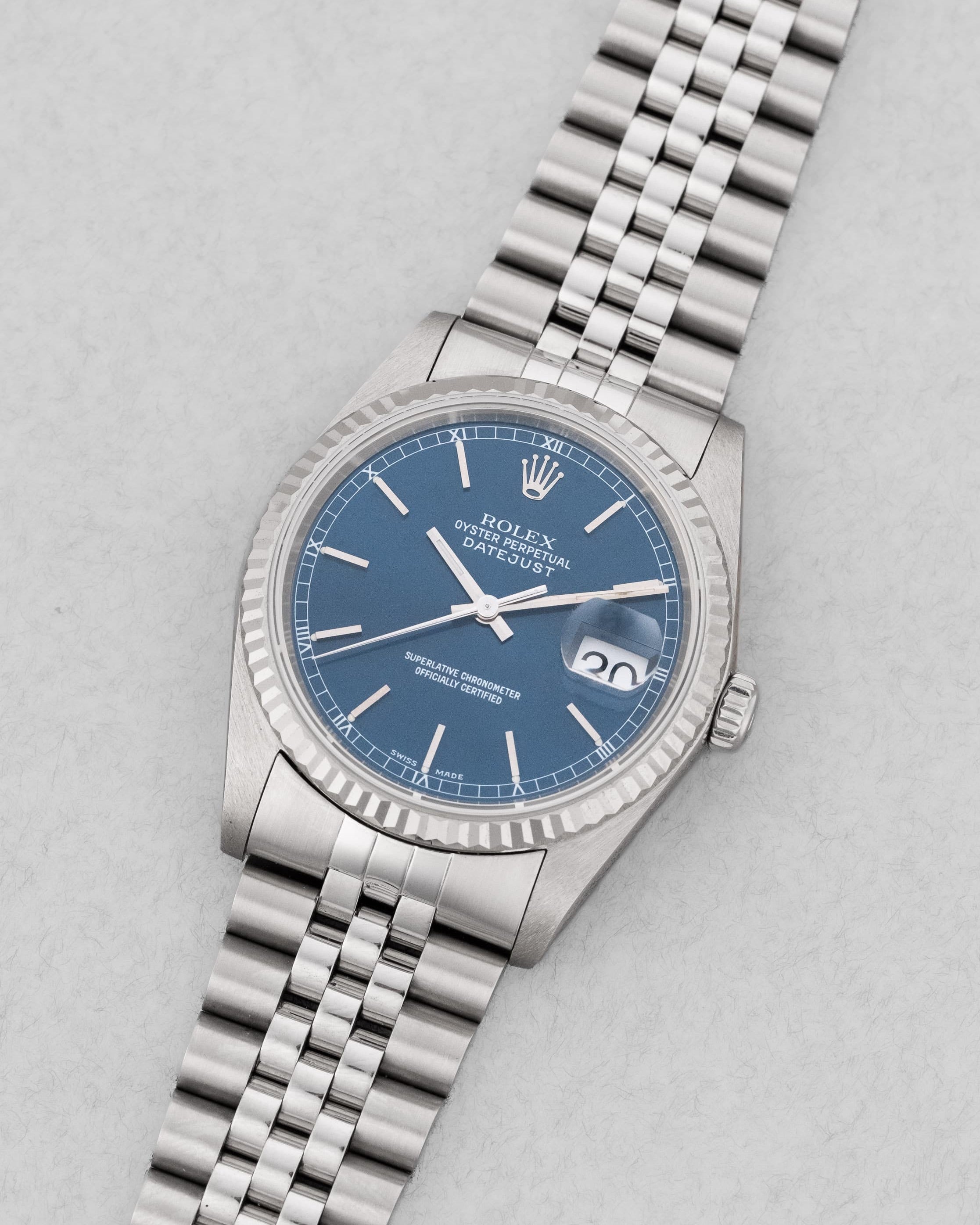 R9LP Rolex Datejust réf. 16234 de 1989 – Cadran Bleu - Three Quarters