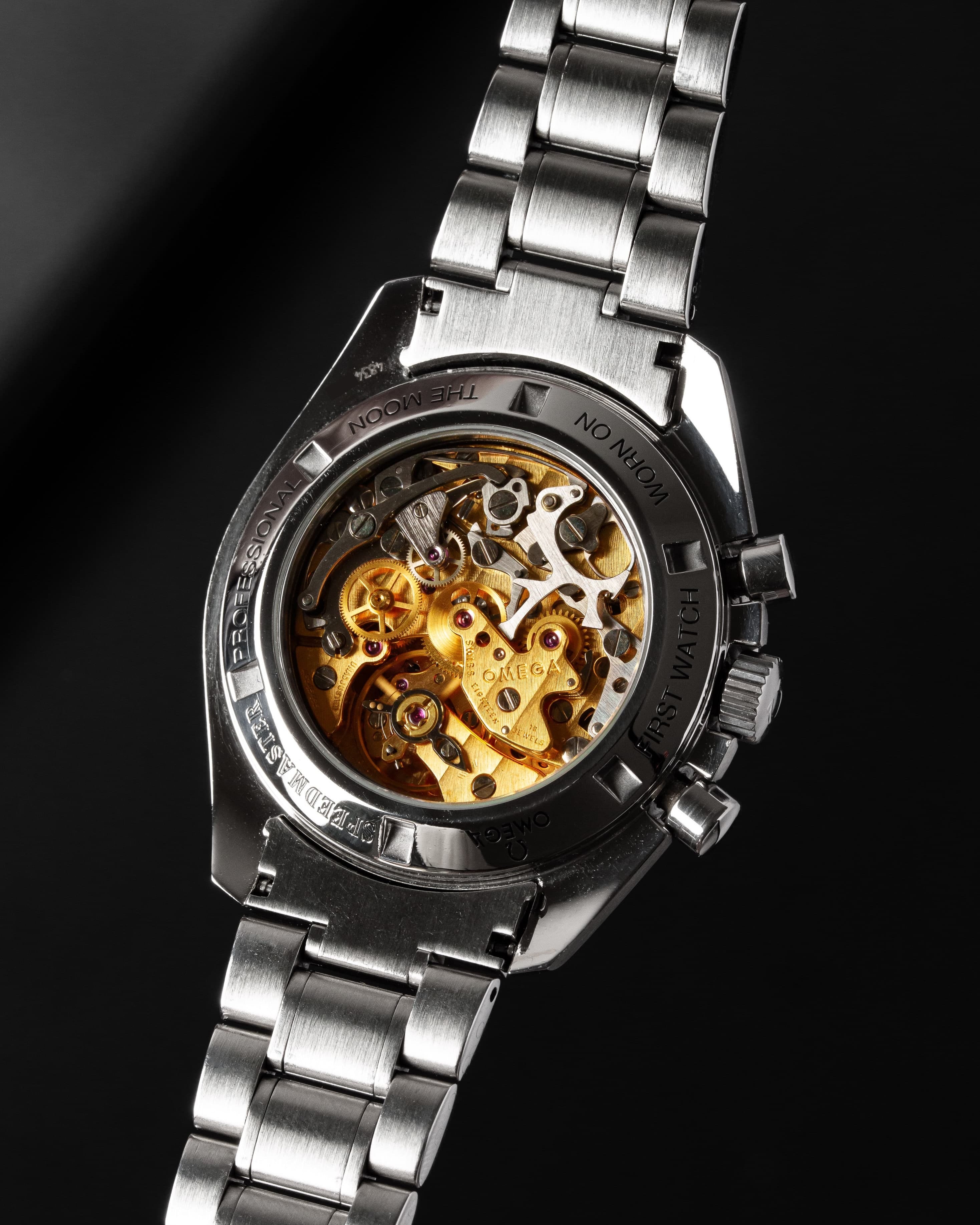RYQM Omega Speedmaster Moonwatch ref. 3592.50/3572.50 circa 1997 – Fondello trasparente + Tritium patinato - Retro