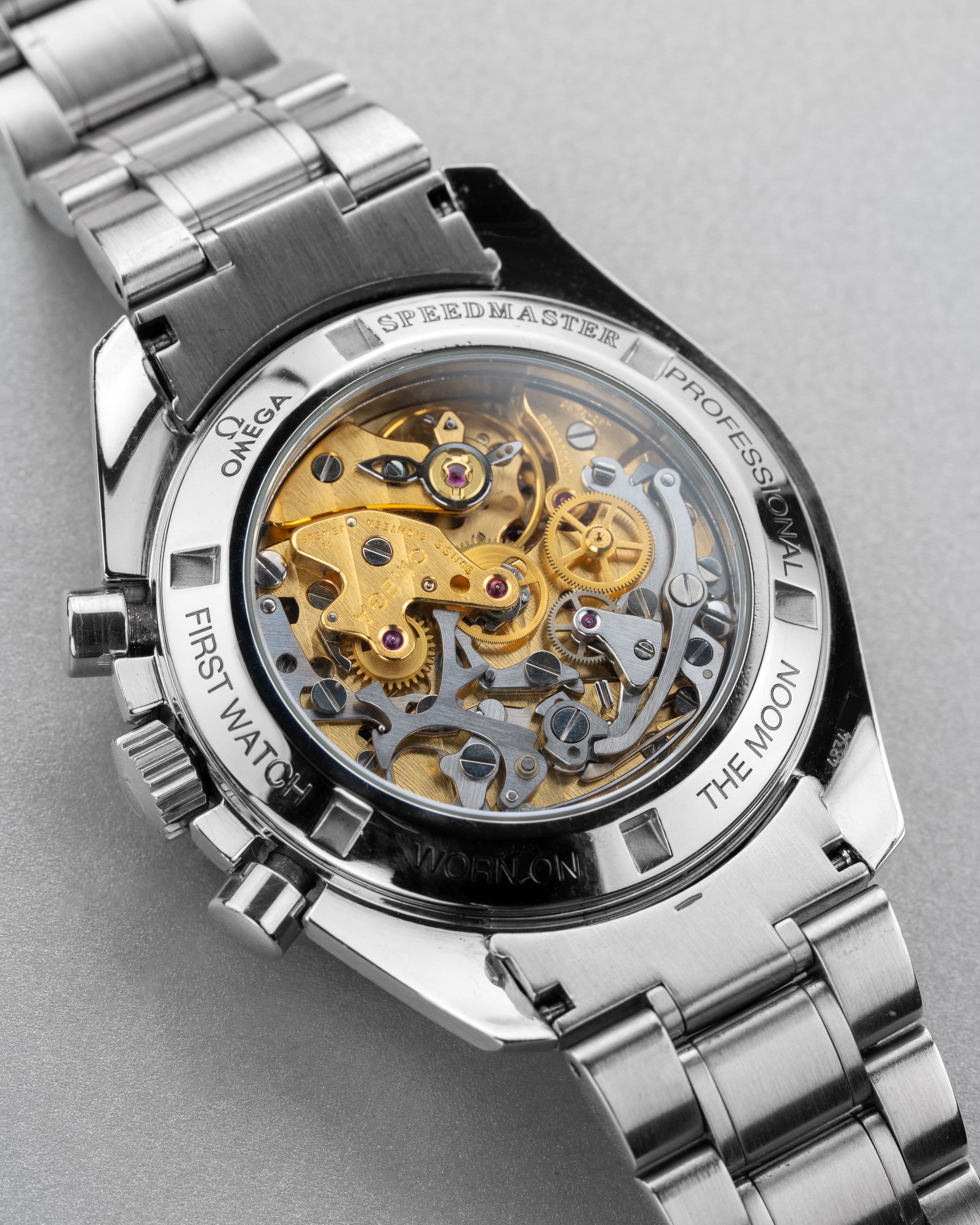 RYQM Omega Speedmaster Moonwatch ref. 3592.50/3572.50 circa 1997 – Fondello trasparente + Tritium patinato - Retro