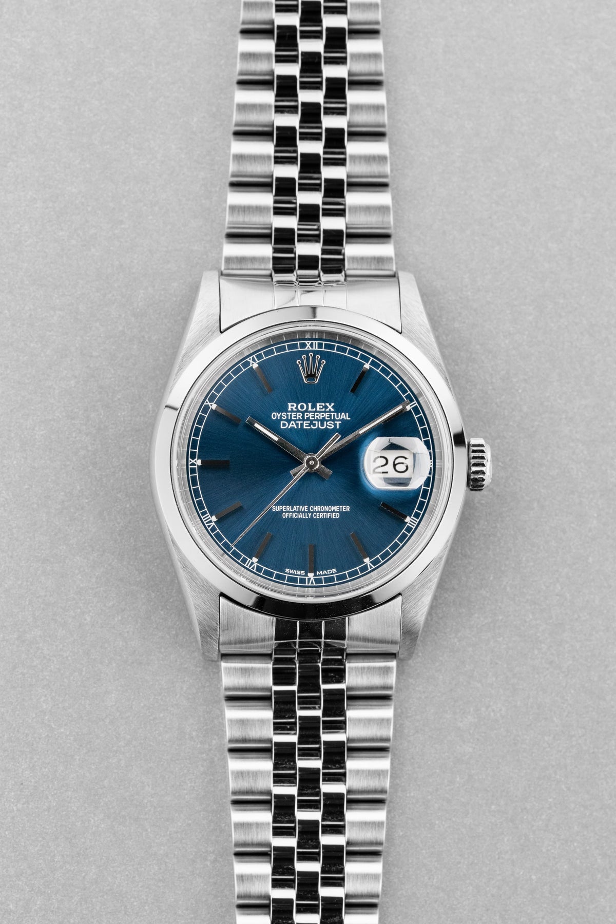 SE66 Rolex Datejust ref. 16200 스틸, 2000년 – 블루 다이얼 - 정면
