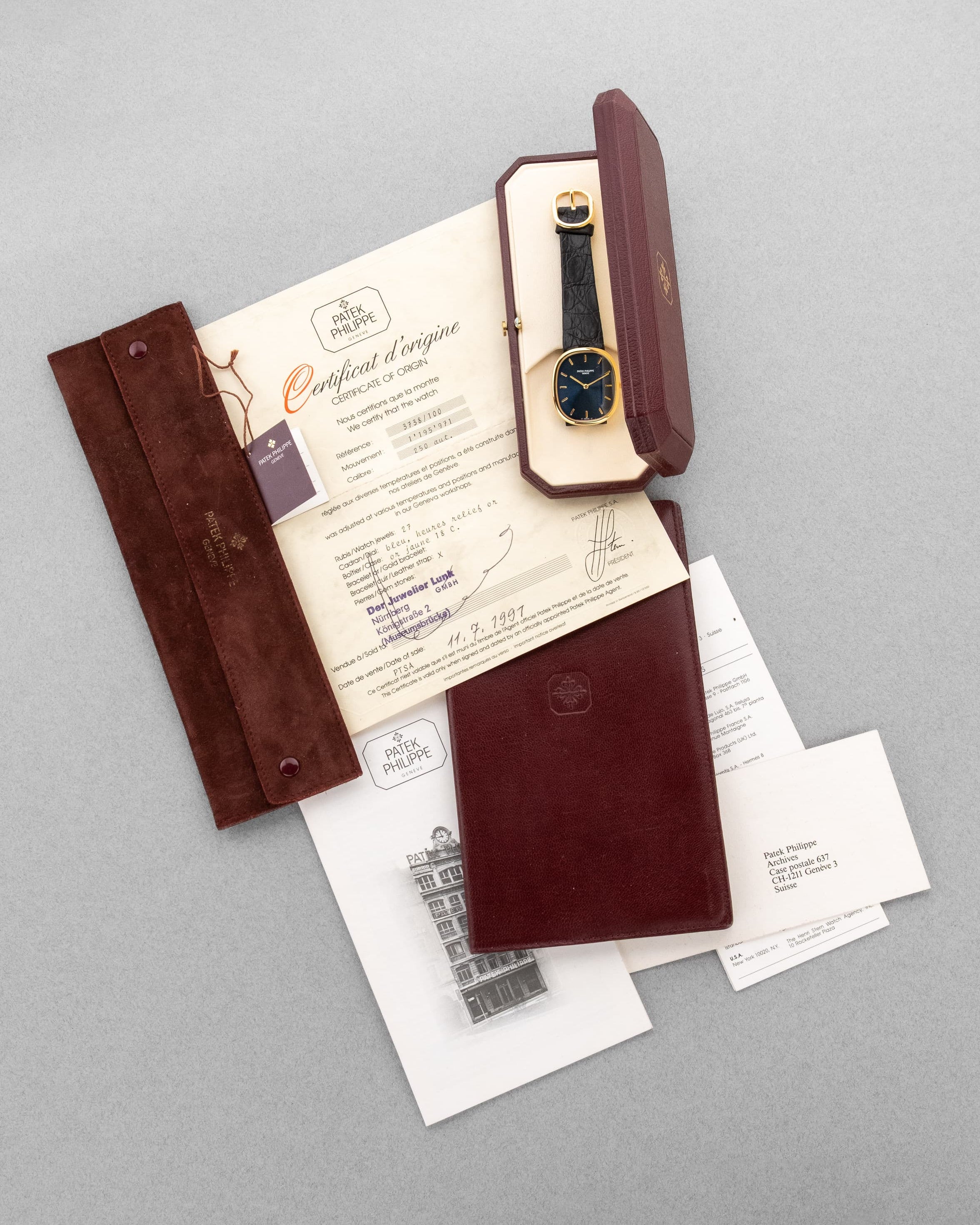 SZRR Superbe Patek Philippe Ellipse d'Or « Jumbo » réf. 3738 Automatique Sigma, Full Set, Cal. 240 Micro-Rotor - Set