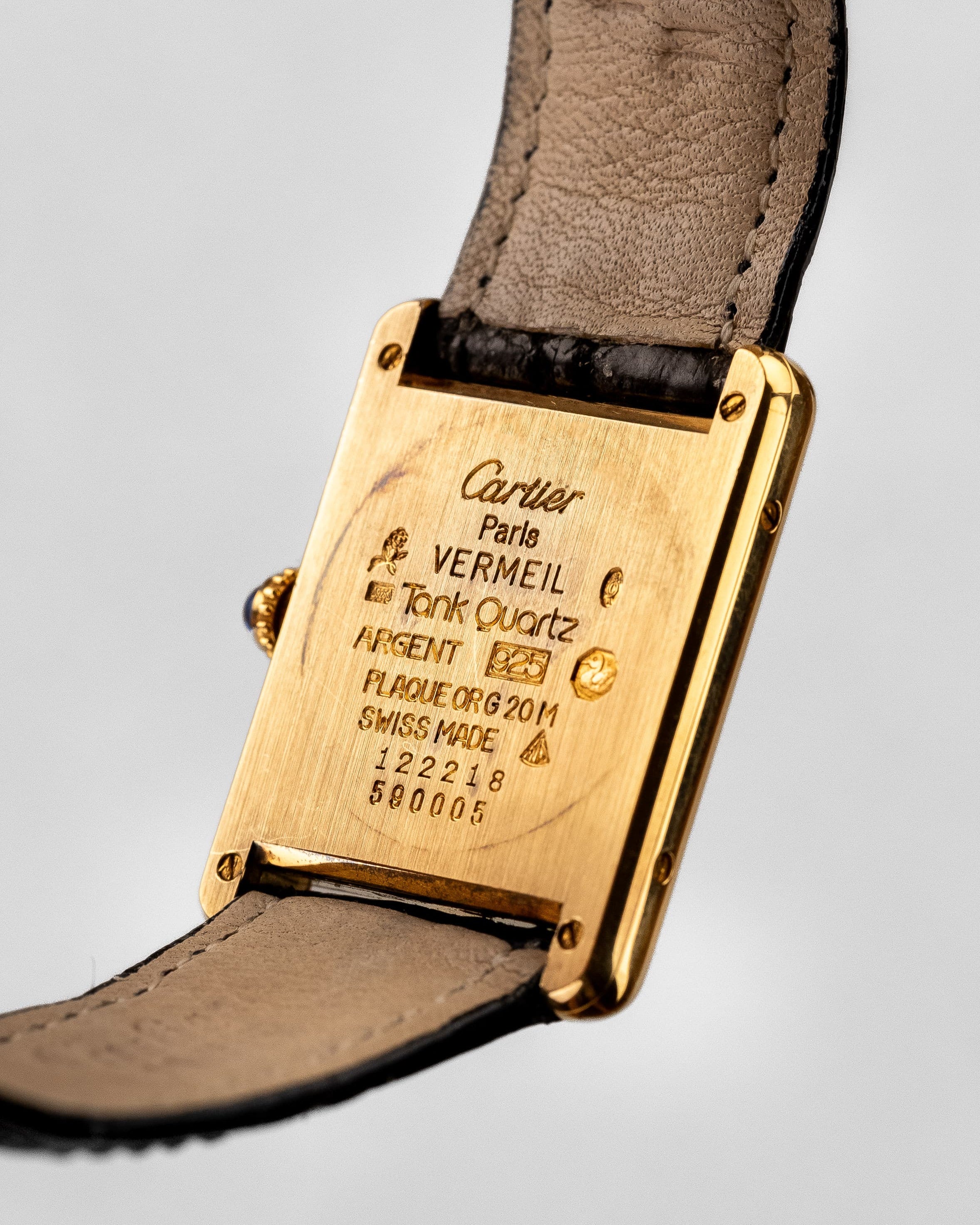 VH1J Cartier Tank Must Quartz GM 5 « Art Déco Grey & White Roman 3-6-9-12 » - Back