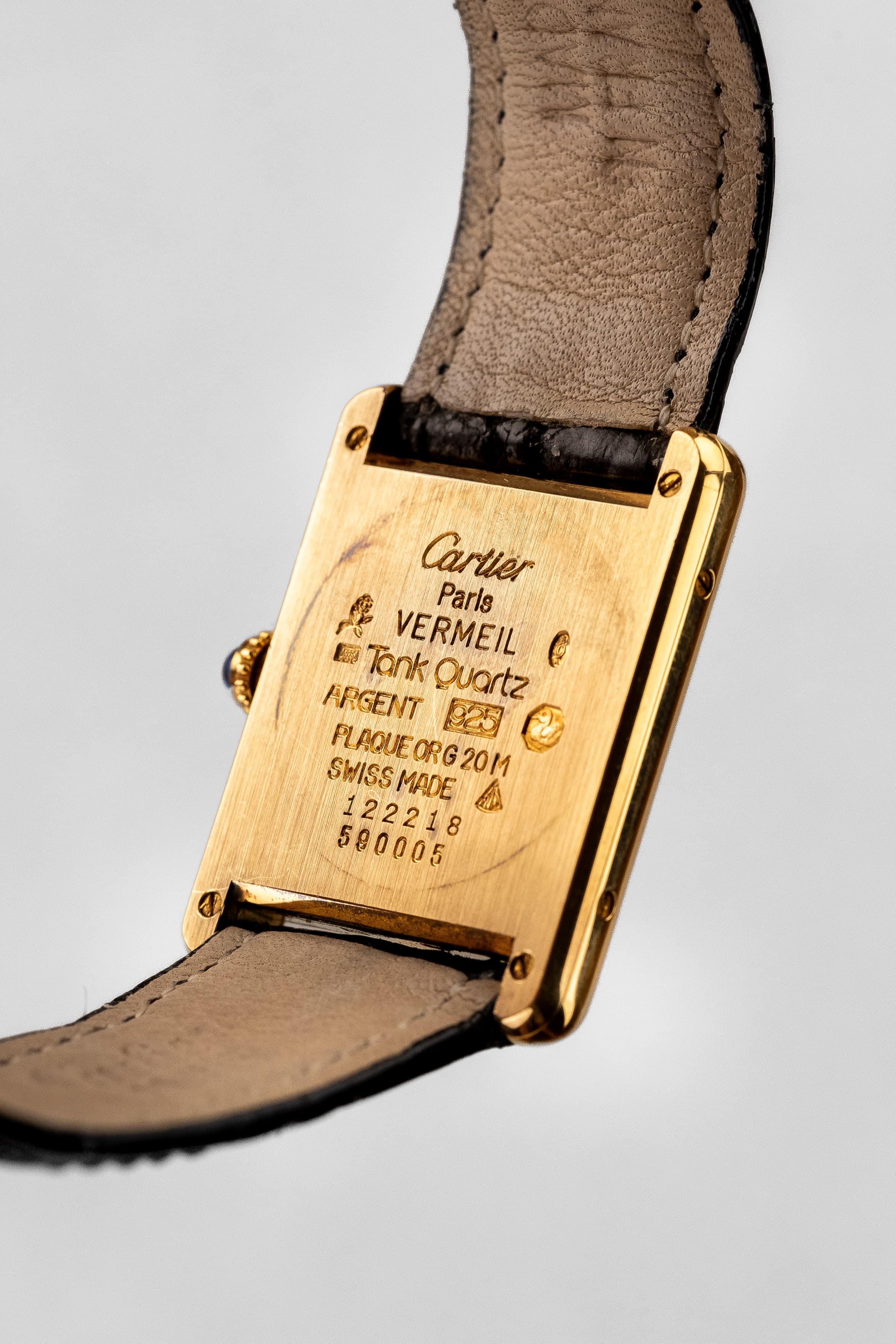 VH1J Cartier Tank Must Quartz GM 5 « Art Déco Grey & White Roman 3-6-9-12 » - Back