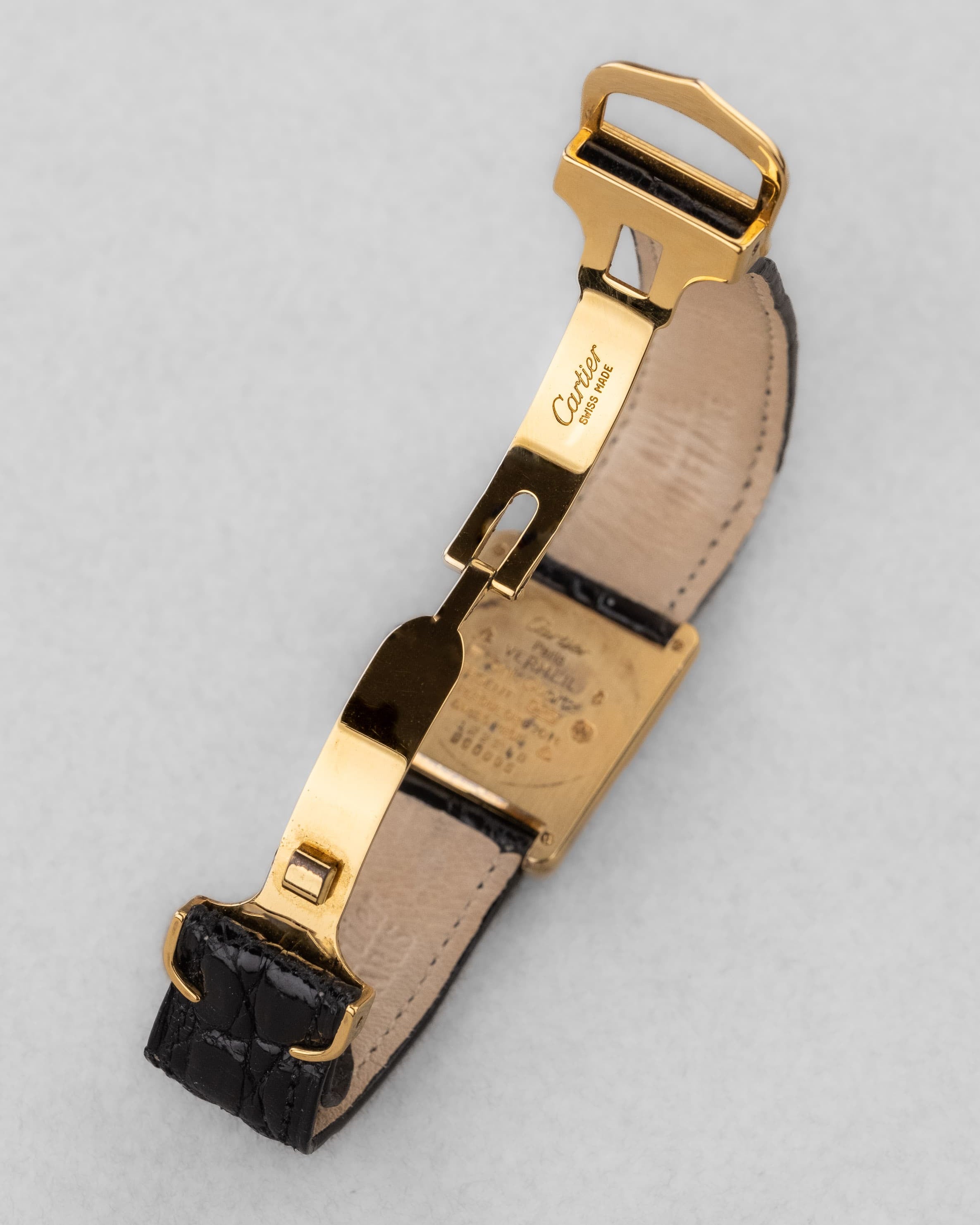 VH1J Cartier Tank Must Quartz GM 5 « Art Déco Grey & White Roman 3-6-9-12 » - Buckle Inside