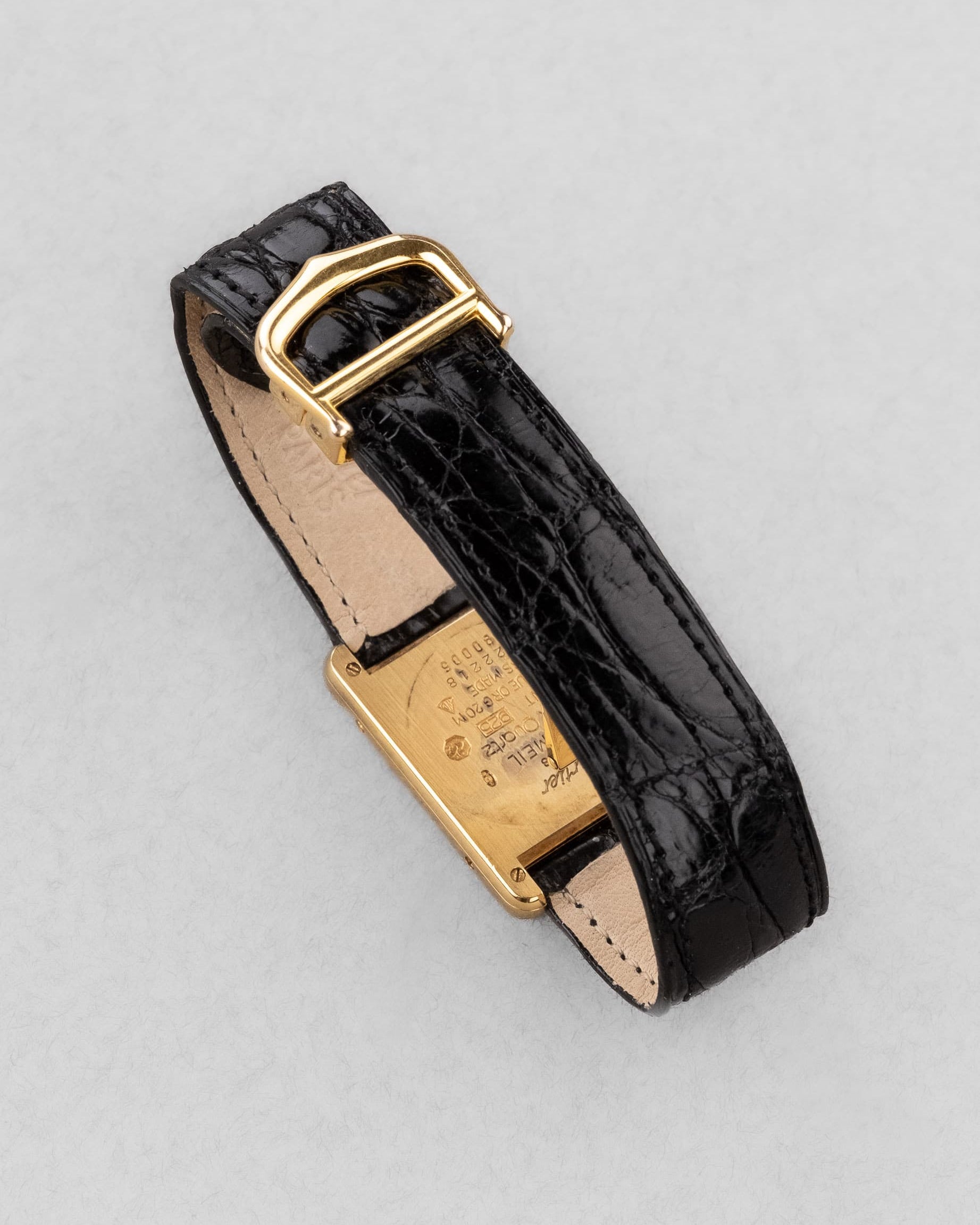 VH1J Cartier Tank Must Quartz GM 5 « Art Déco Grey & White Roman 3-6-9-12 » - Buckle Outside