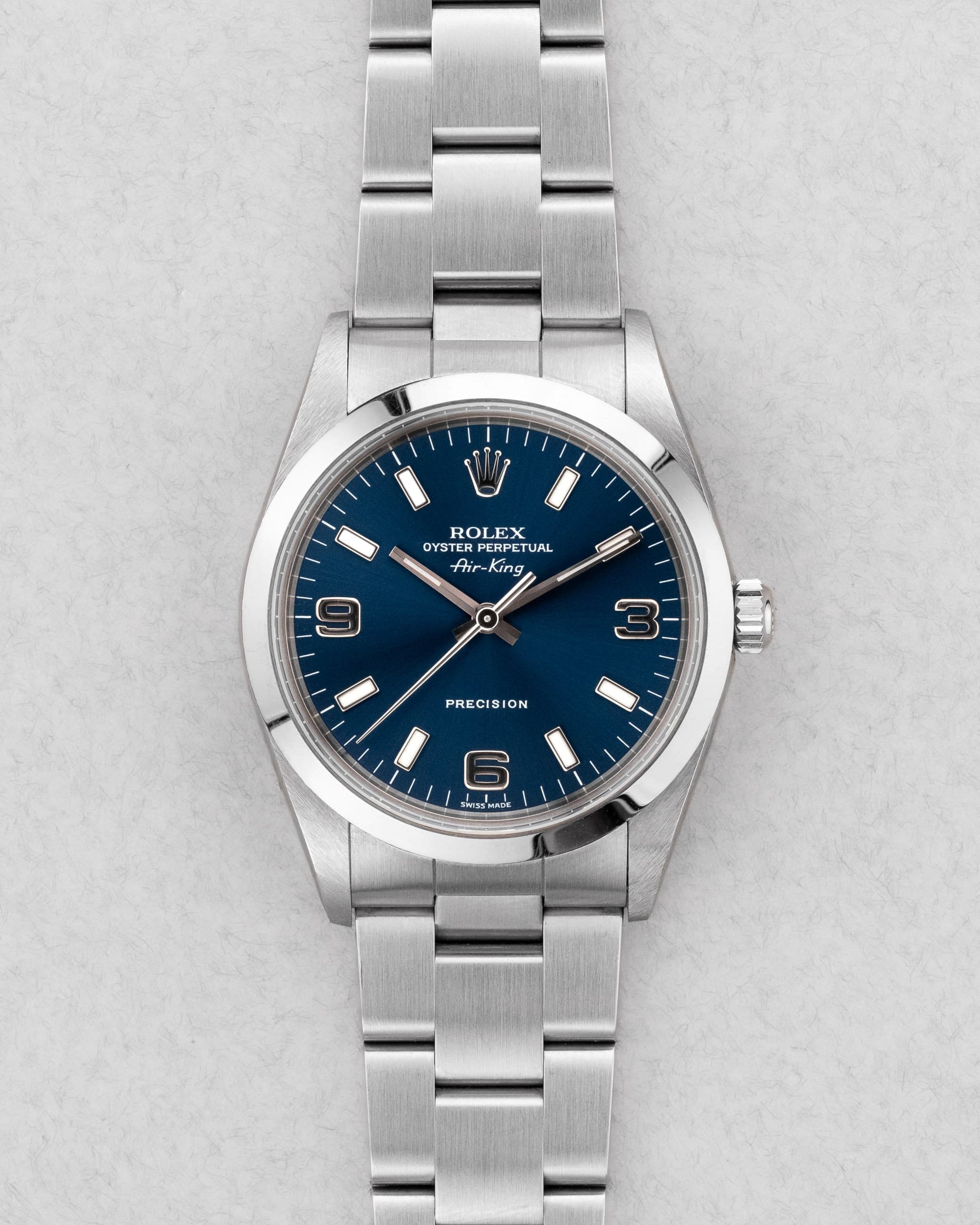 VKYF Rolex Air-King réf. 14000 de 1999 – Cadran bleu « Explorer 3-6-9 » - Front