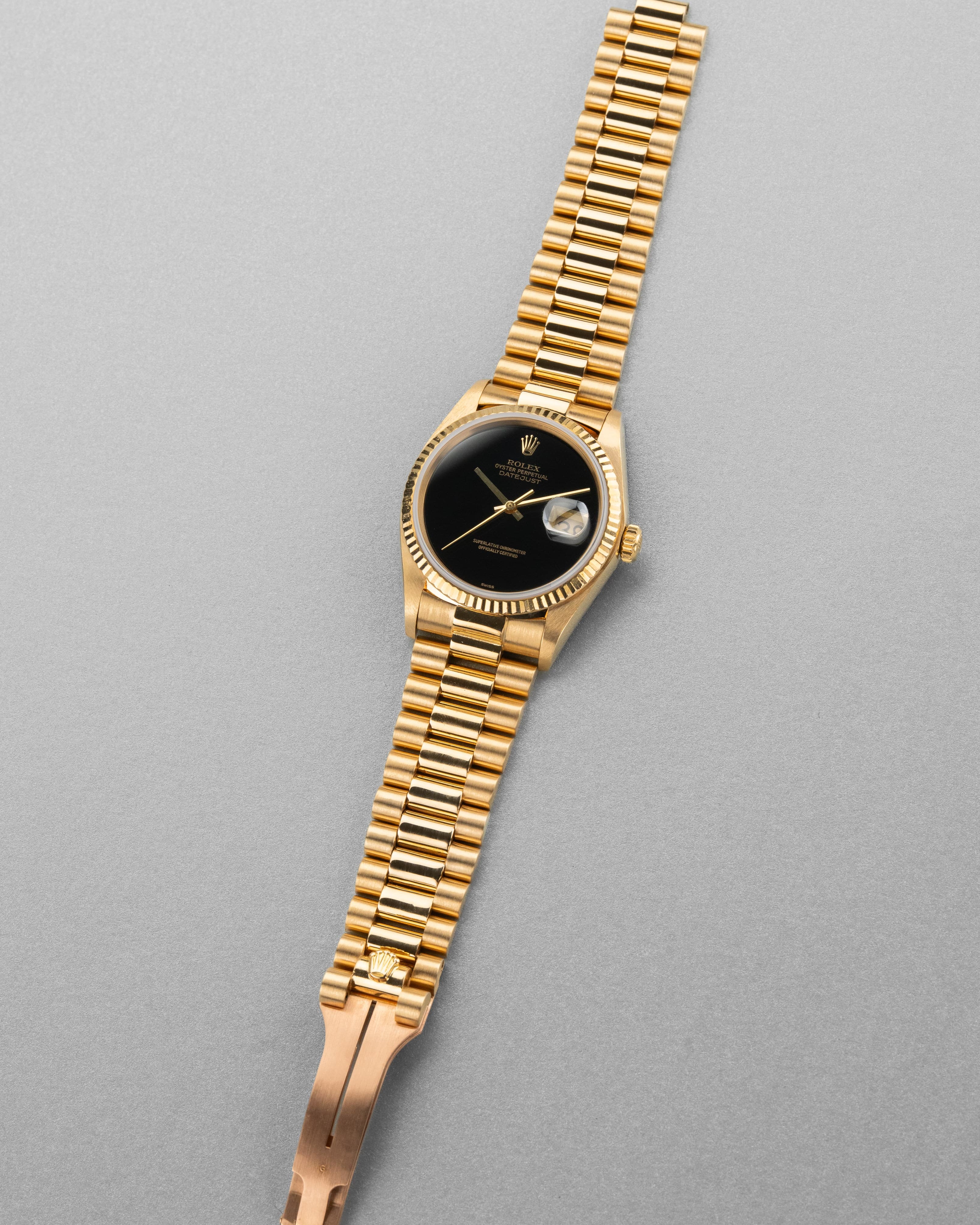 WJ8H Superba Rolex Datejust ref. 16018 in oro giallo del 1983 – Quadrante Onyx «SWISS Only» - Panoramica