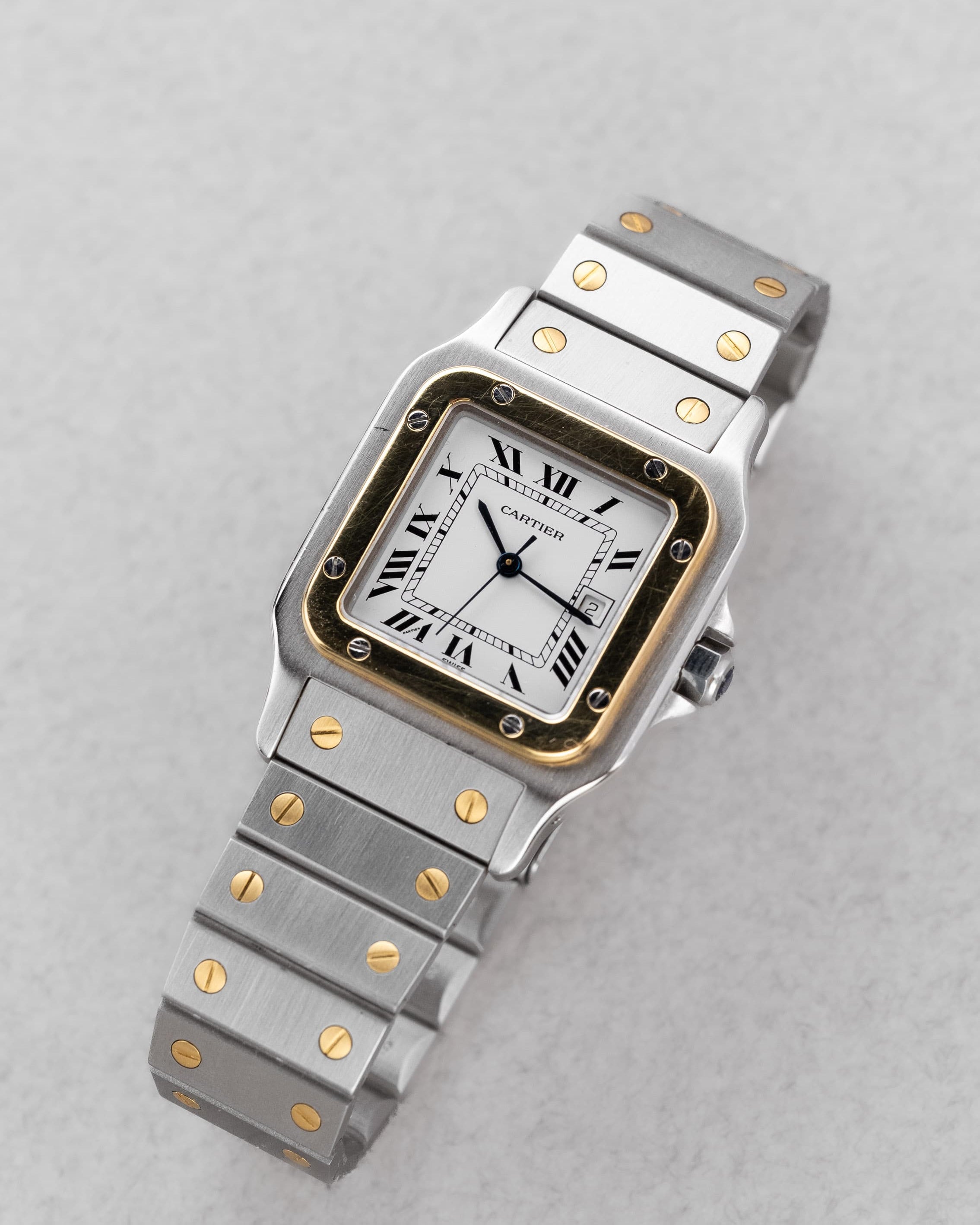 WXKV Cartier Santos Carrée réf. 2961 en acier et or jaune, circa 1985 - Overview