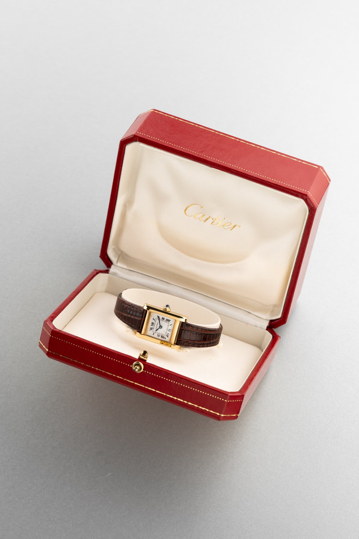 Y2PF Cartier Tank Normale Ref. 78093 in Yellow Gold, circa 1975 – “PARIS” Dial - Box
