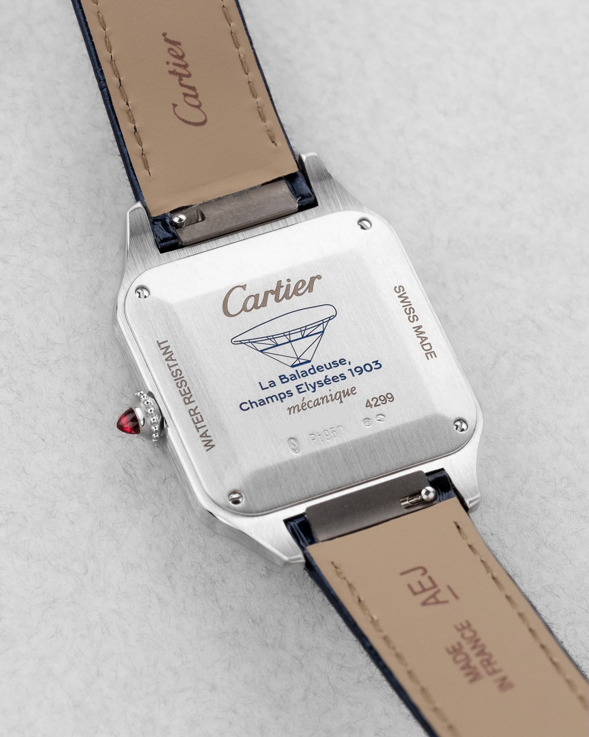 YSVF Cartier Santos-Dumont en Platine et Aventurine bleue, Édition limitée « La Baladeuse », neuve de 2025 - Back