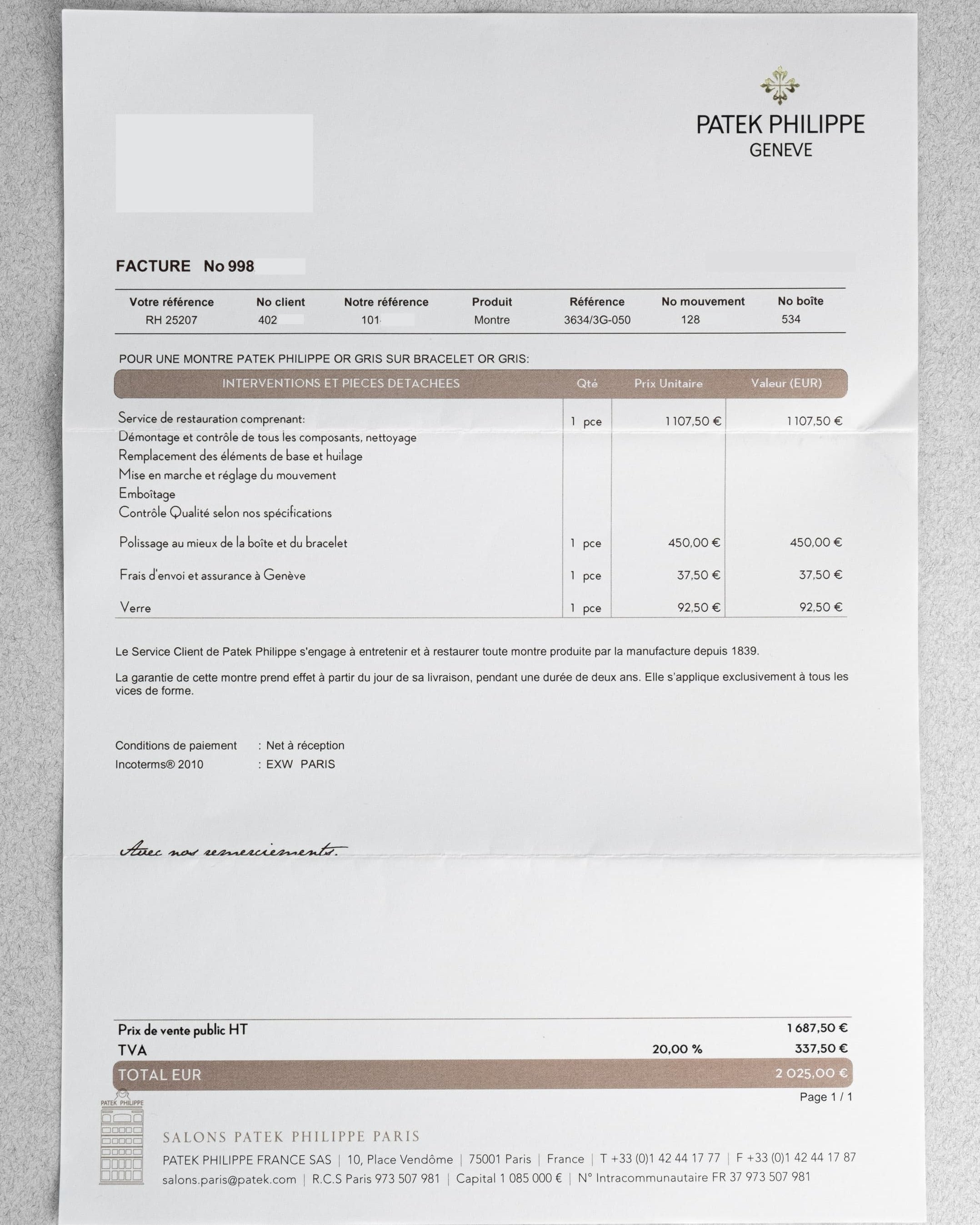 ZY8M Exceptionnelle Patek Philippe Ellipse d'Or 3634 en or blanc - Papers