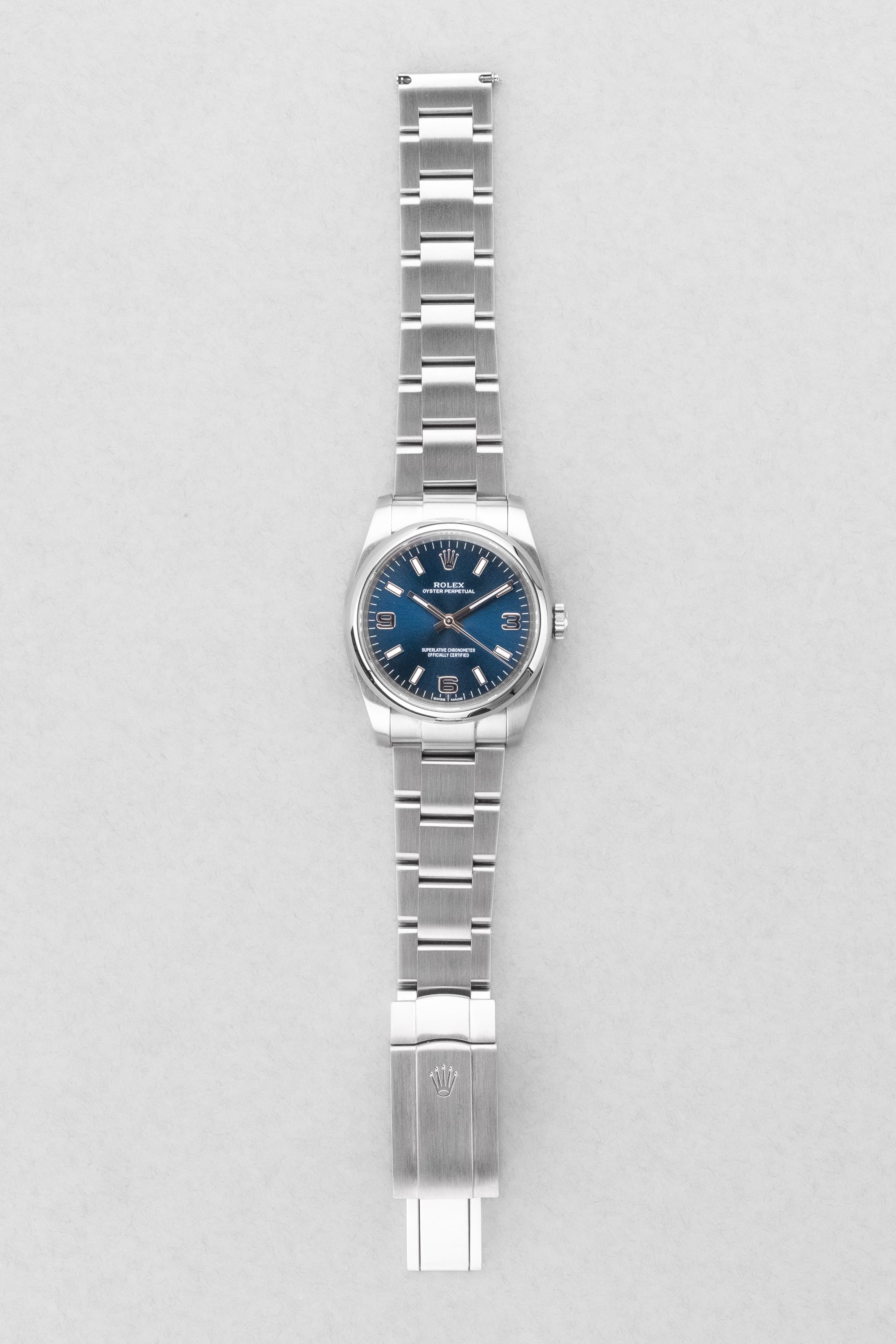 3WCY Rolex Oyster Perpetual 34 réf. 114200 de 2018 – Cadran bleu « Explorer 3-6-9 », Parfait état et Full Set - Overview