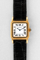 5MDB Sublime Cartier Santos-Dumont GM Ref. 78097 “PARIS” in Yellow Gold, circa 1973 – New Old Stock - Front