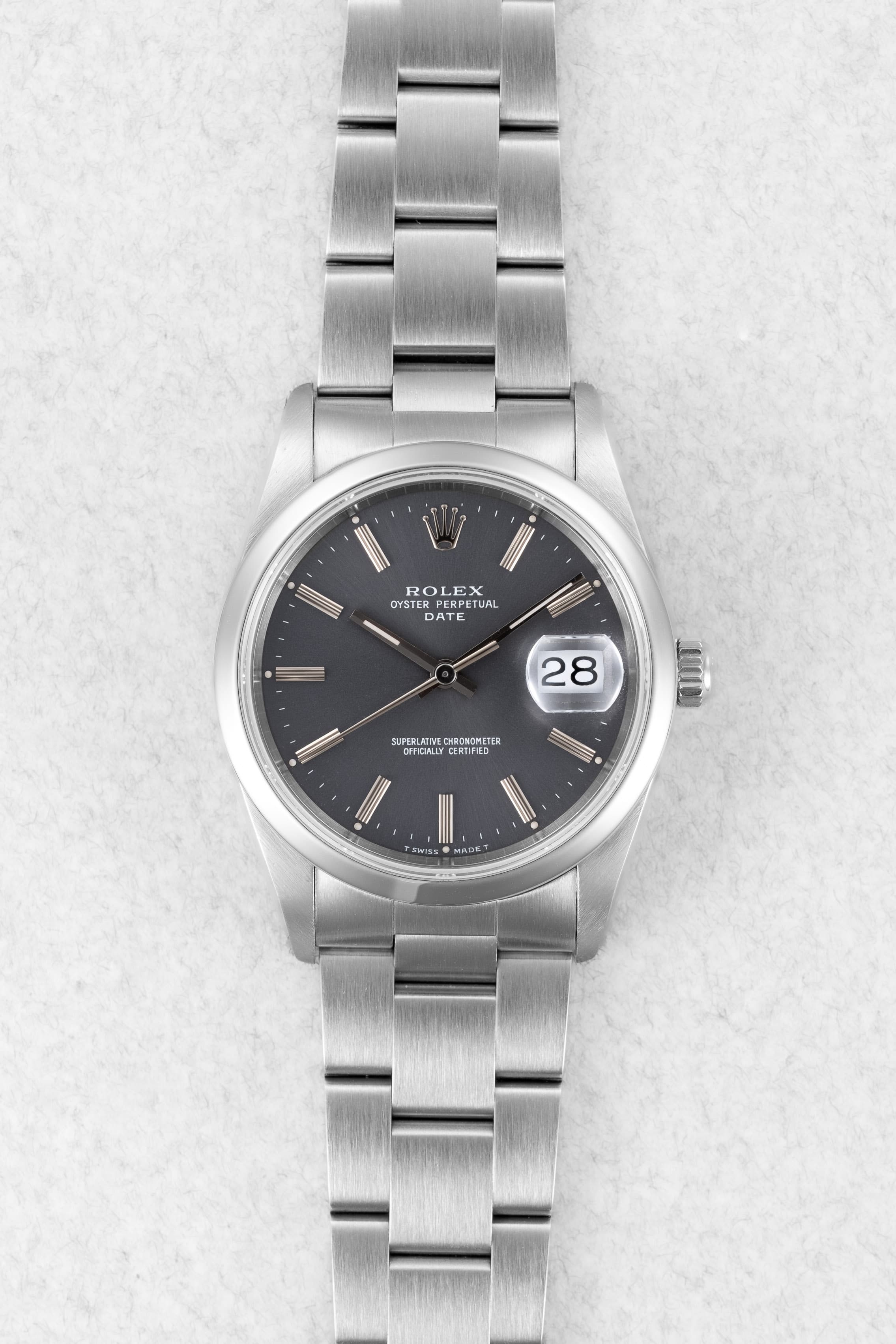 5P55 Rolex Oyster Perpetual Date réf. 15200 de 1991 – Rare cadran gris souris - Front