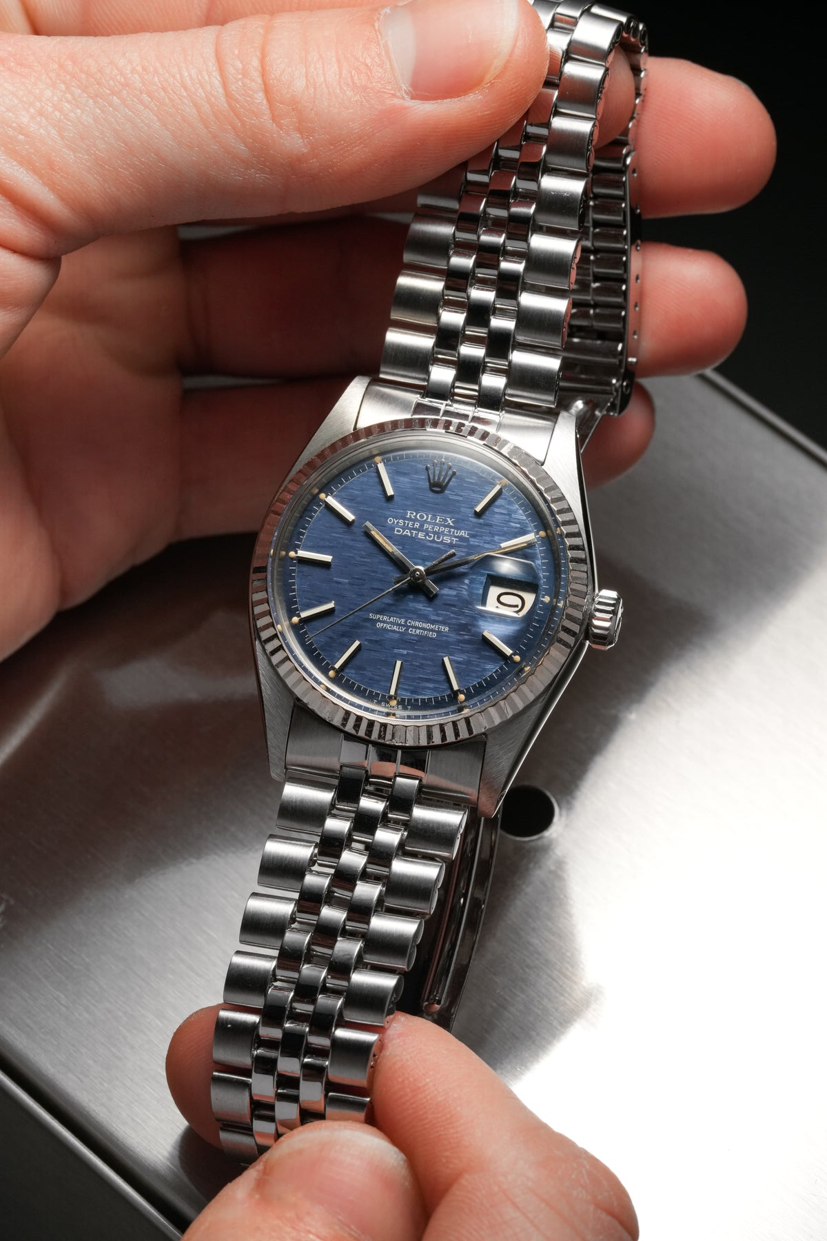6DQ9 Superb 1969 Rolex Datejust Ref. 1601 in Steel – “Blue Shantung/Mosaic” Dial - Lifestyle