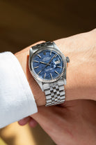 6DQ9 Superb 1969 Rolex Datejust Ref. 1601 in Steel – “Blue Shantung/Mosaic” Dial - Wristshot