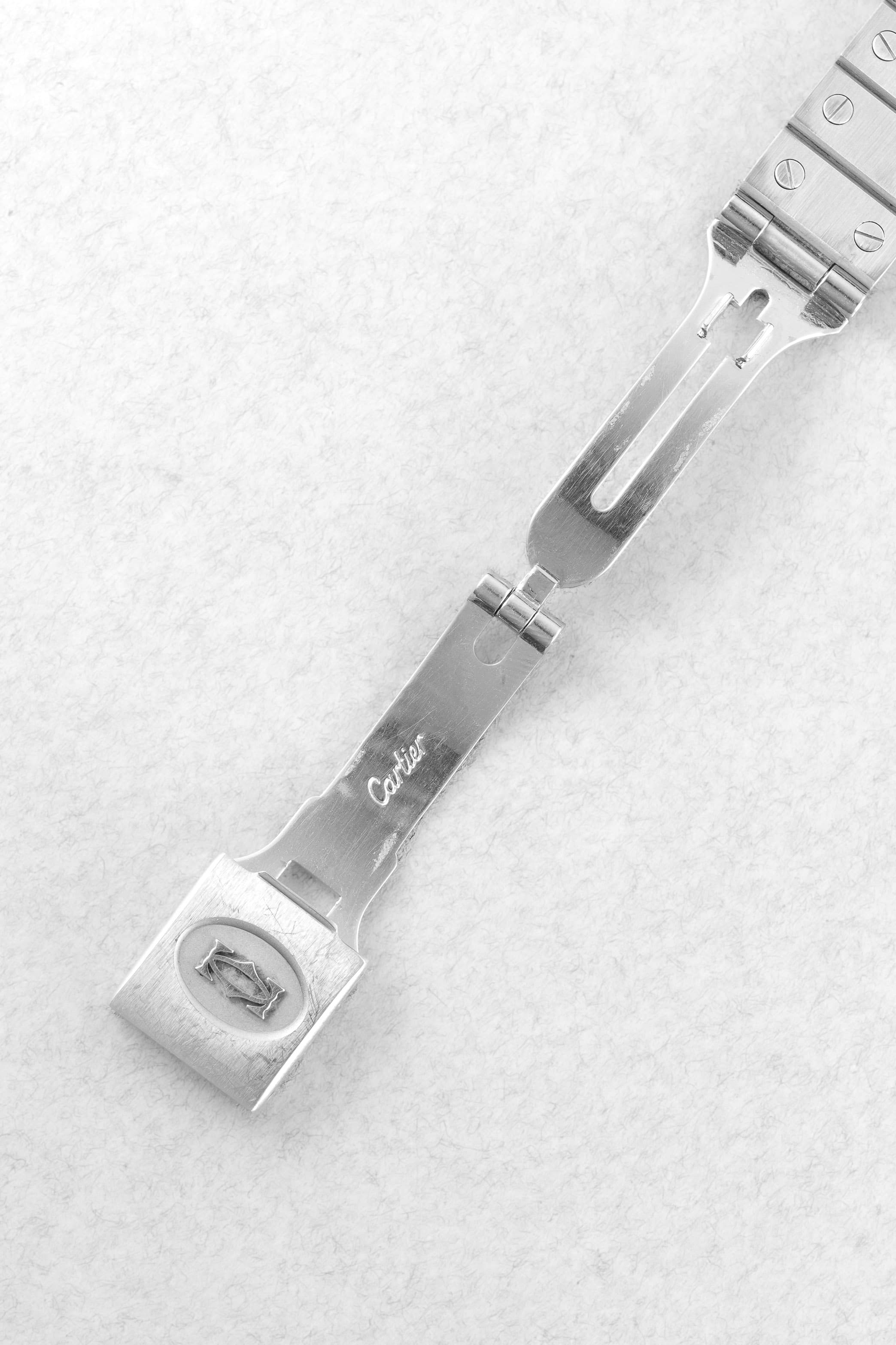 39PK Cartier Santos Carrée « Red/Burgundy » réf. 2960 – « SWISS Only » - Buckle Outside