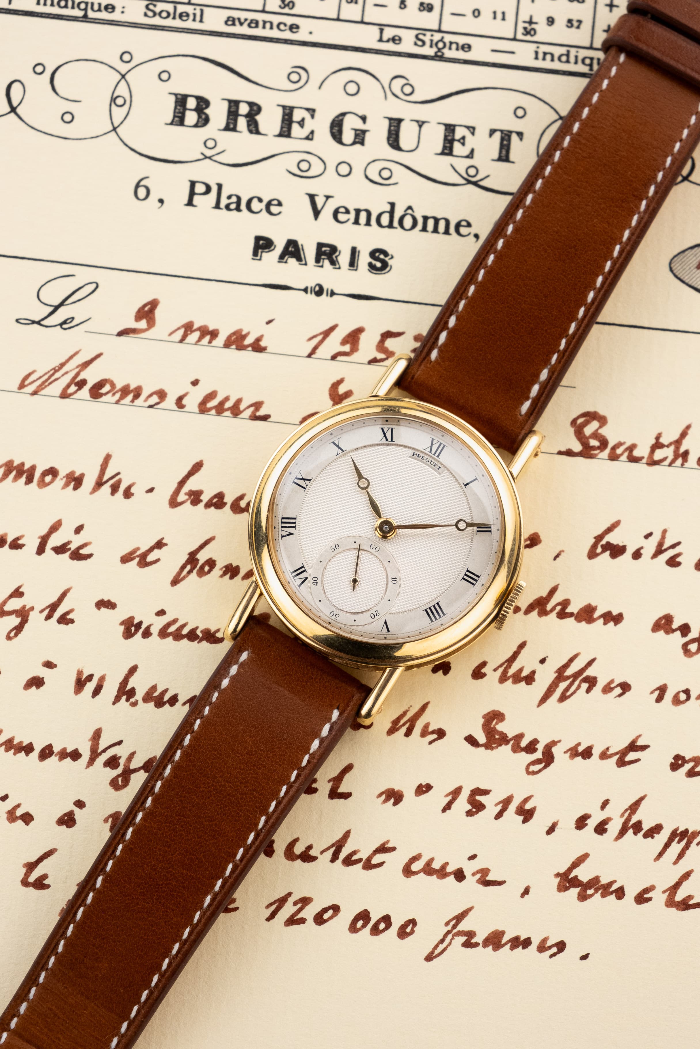 8TCB Extraordinaire Breguet « Empire » en or jaune, vendue en 1957 - Papers