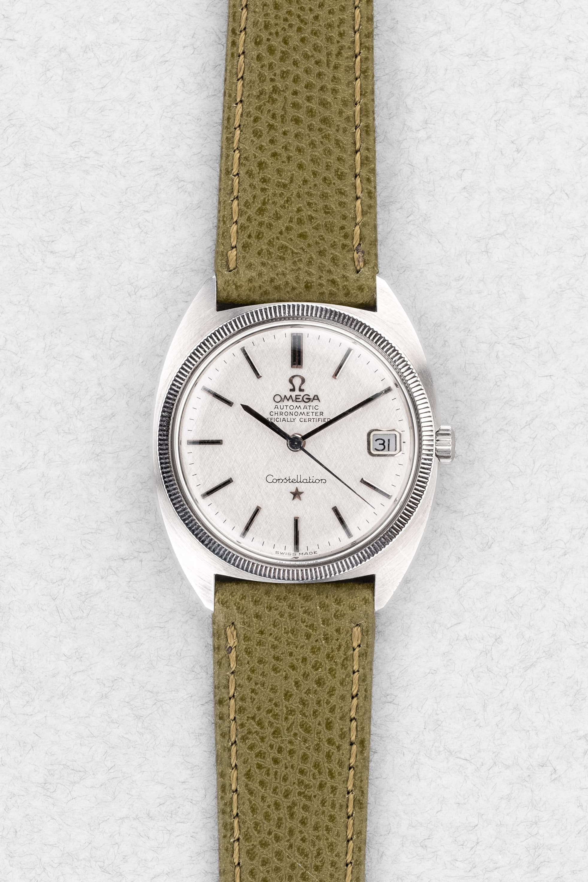 EPLS Omega Constellation « C-Shape Linen Dial/Cadran Lin » 168.027 de 1968 - Front