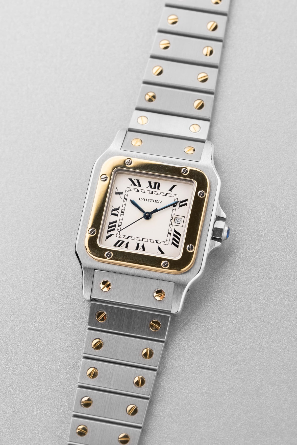BQTA Cartier Santos Carrée GM Ref. 2961 in Steel and Yellow Gold, circa 1980 - Three Quarters