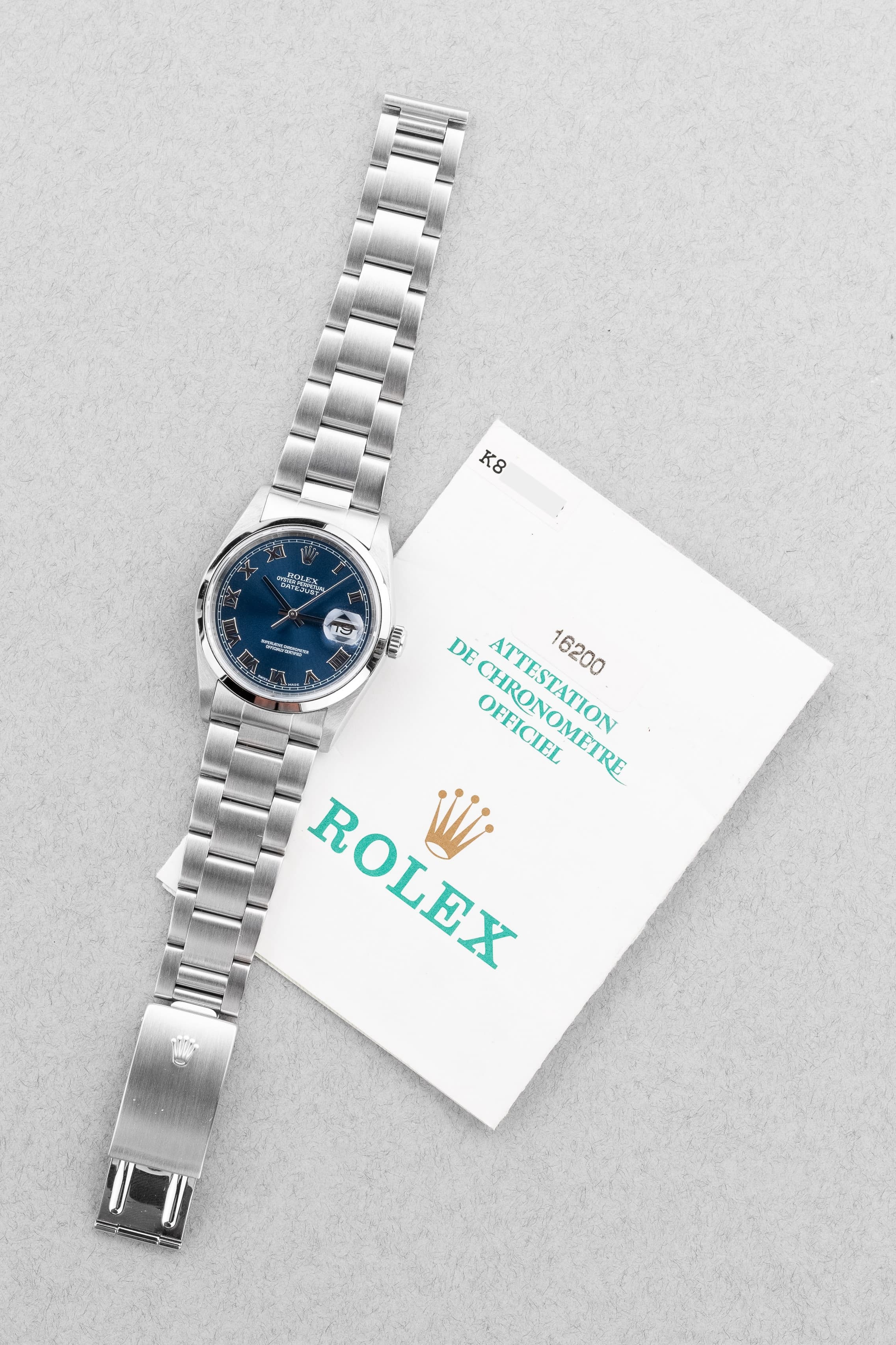 BZFY Rolex Datejust 16200 Bleue de 2002 – Full Set - Overview