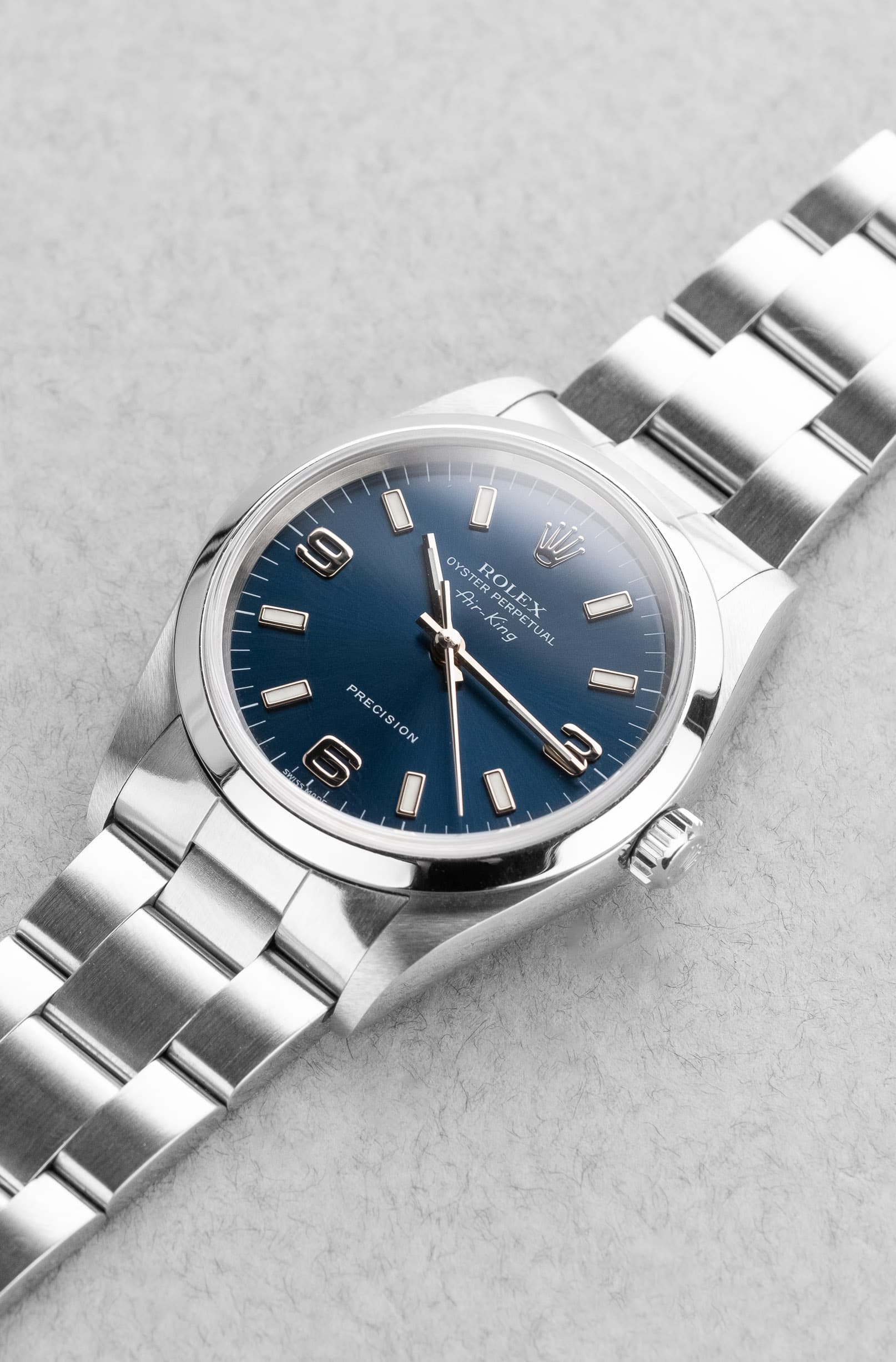 DC5U Rolex Air-King 14000 de 1999 – Cadran bleu « Explorer 3-6-9 » - Three Quarters