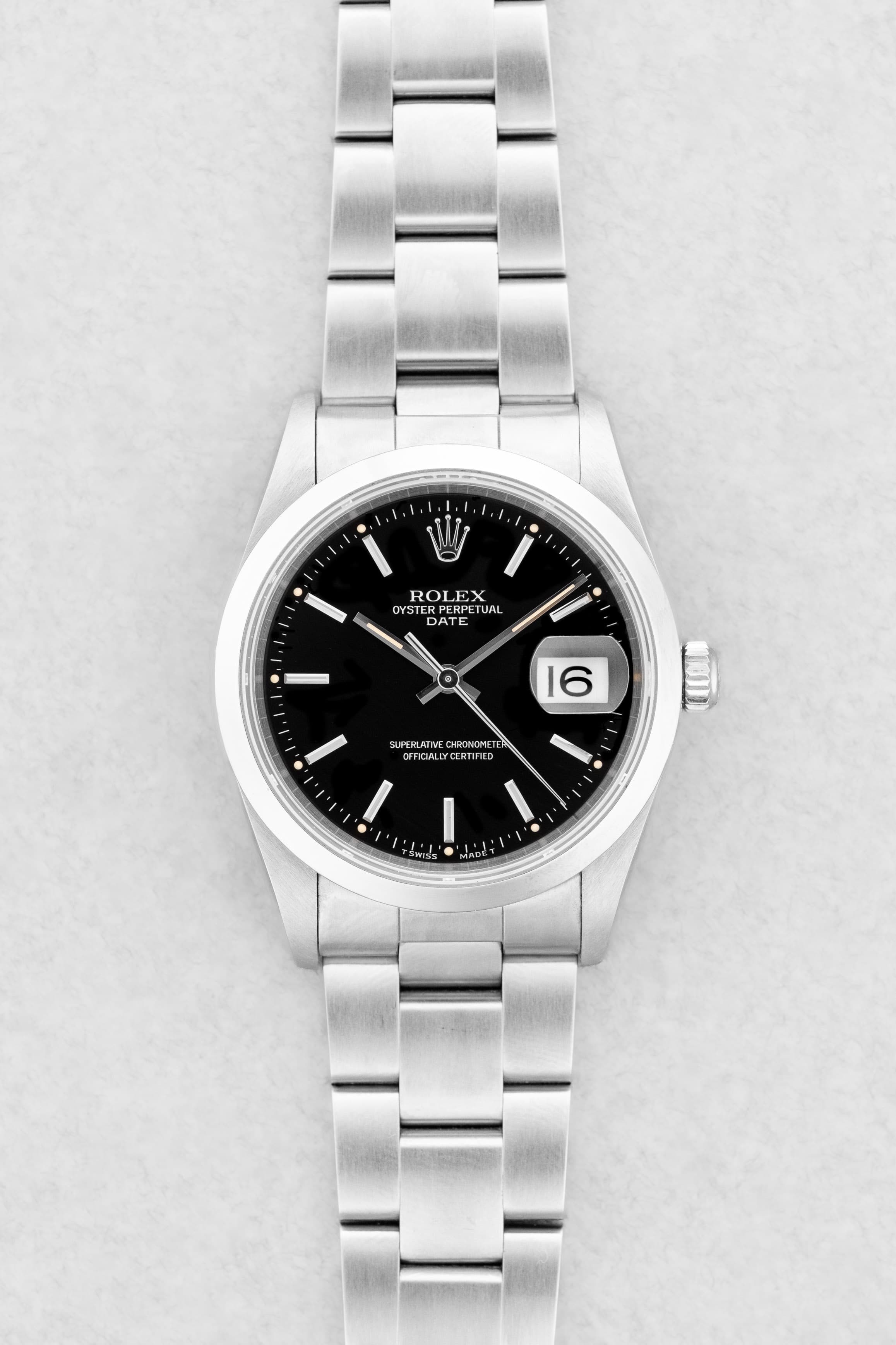 DT2Y Rolex Oyster Perpetual Date 15200 de 1999 – Cadran noir au tritium patiné - Front