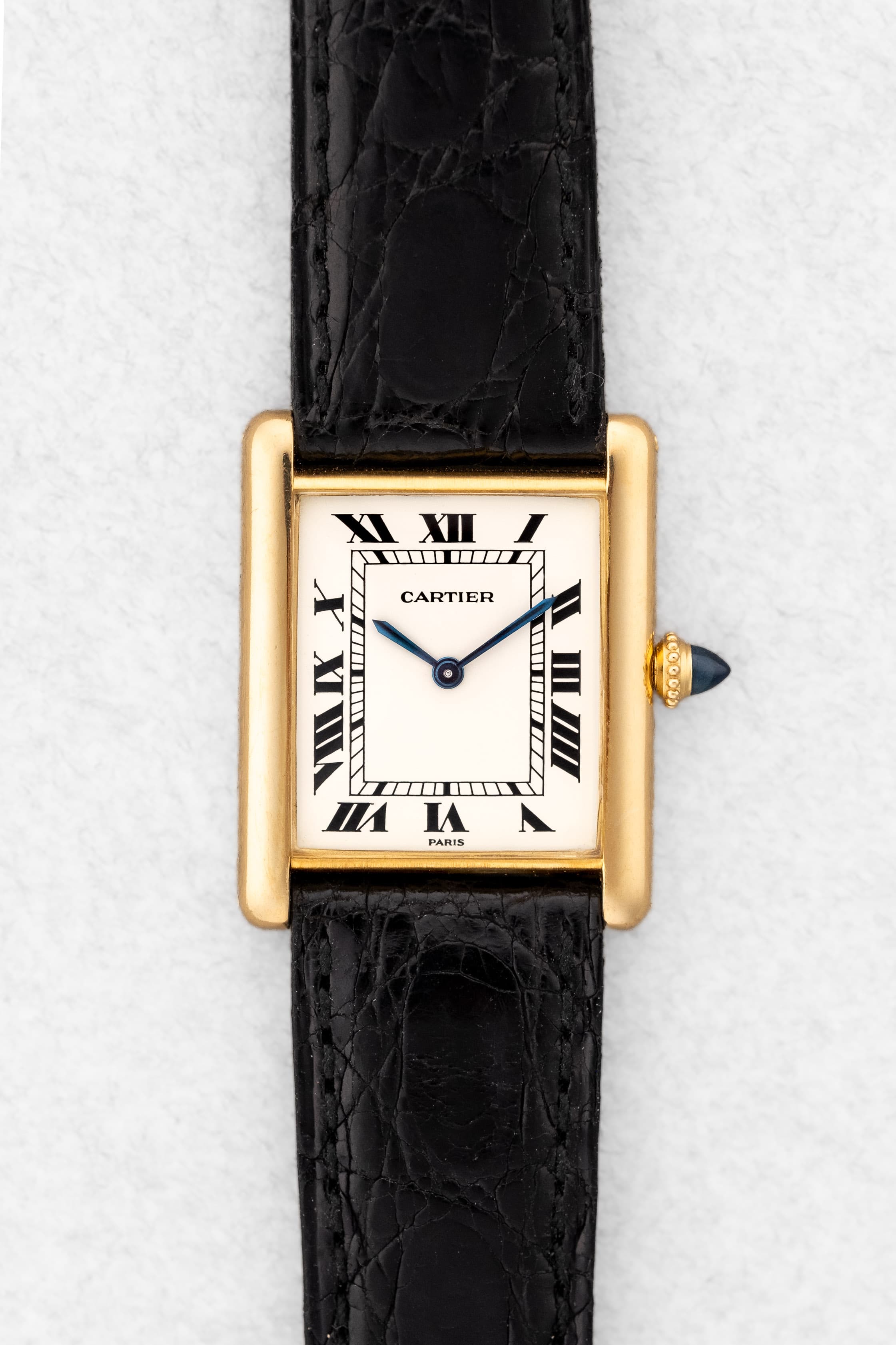 EEBC Cartier Tank Louis Extra-Plate réf. 96019 circa 1975 – Cadran « PARIS », Parfait état, Piguet 21 - Front