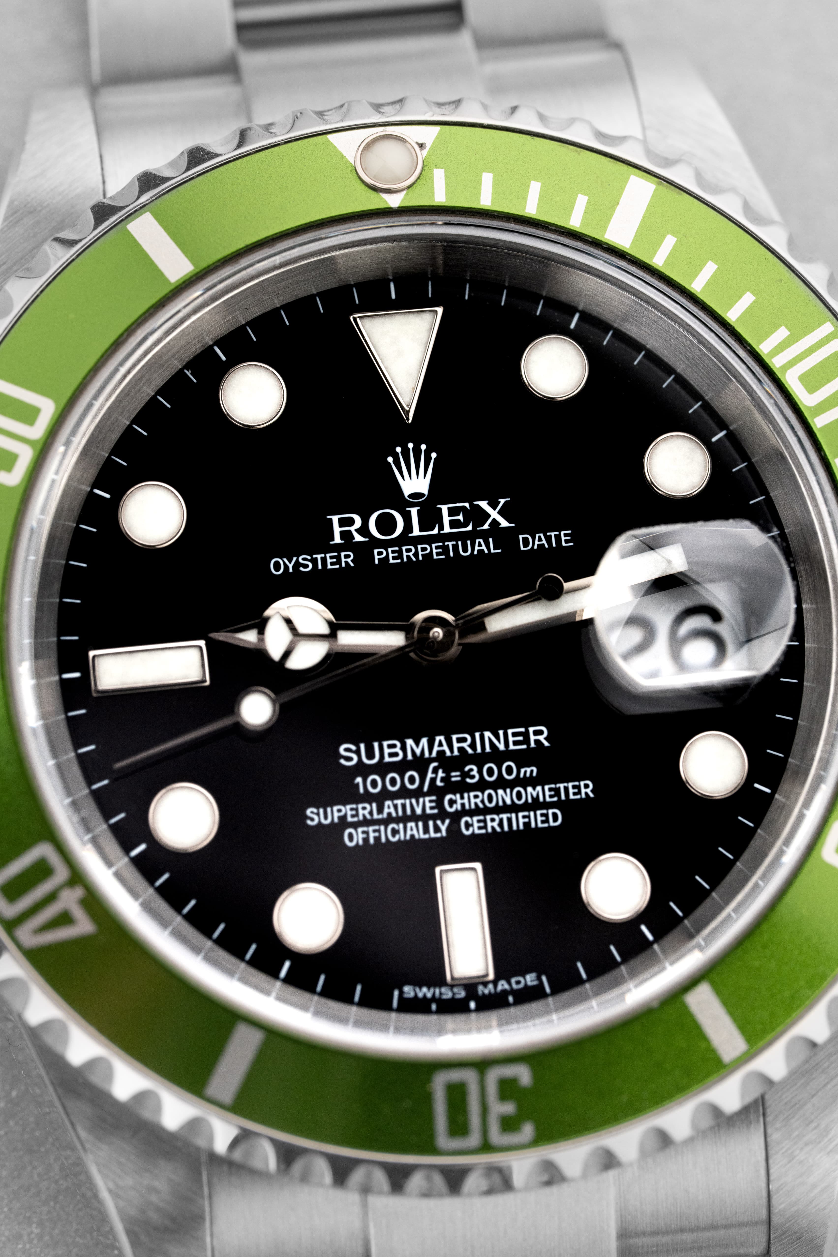 EK3V Rolex Submariner Date réf. 16610LV « Kermit » de 2006 – Insert « Lime » + Cadran Mark III - Dial
