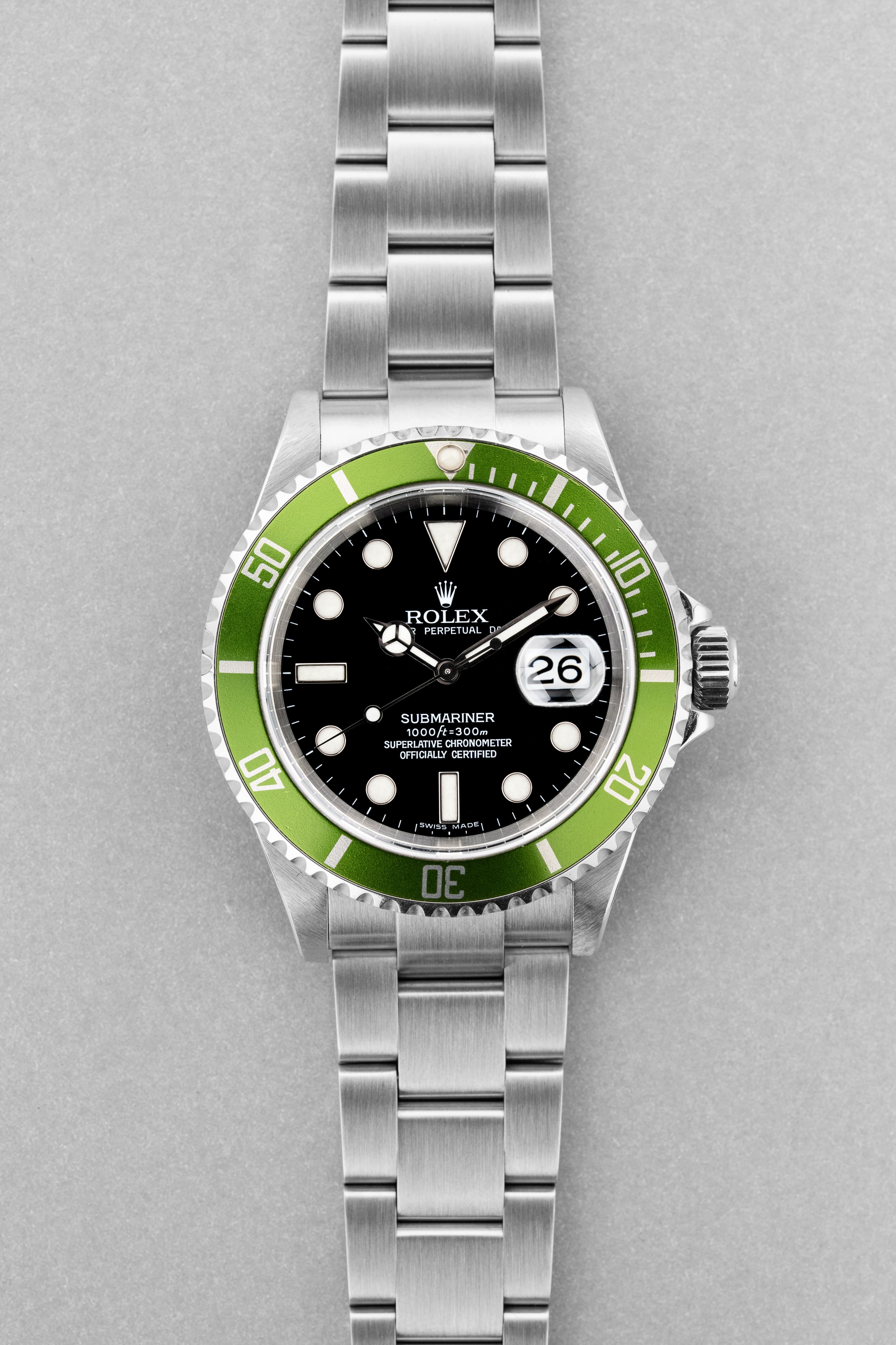 EK3V Rolex Submariner Date réf. 16610LV « Kermit » de 2006 – Insert « Lime » + Cadran Mark III - Front