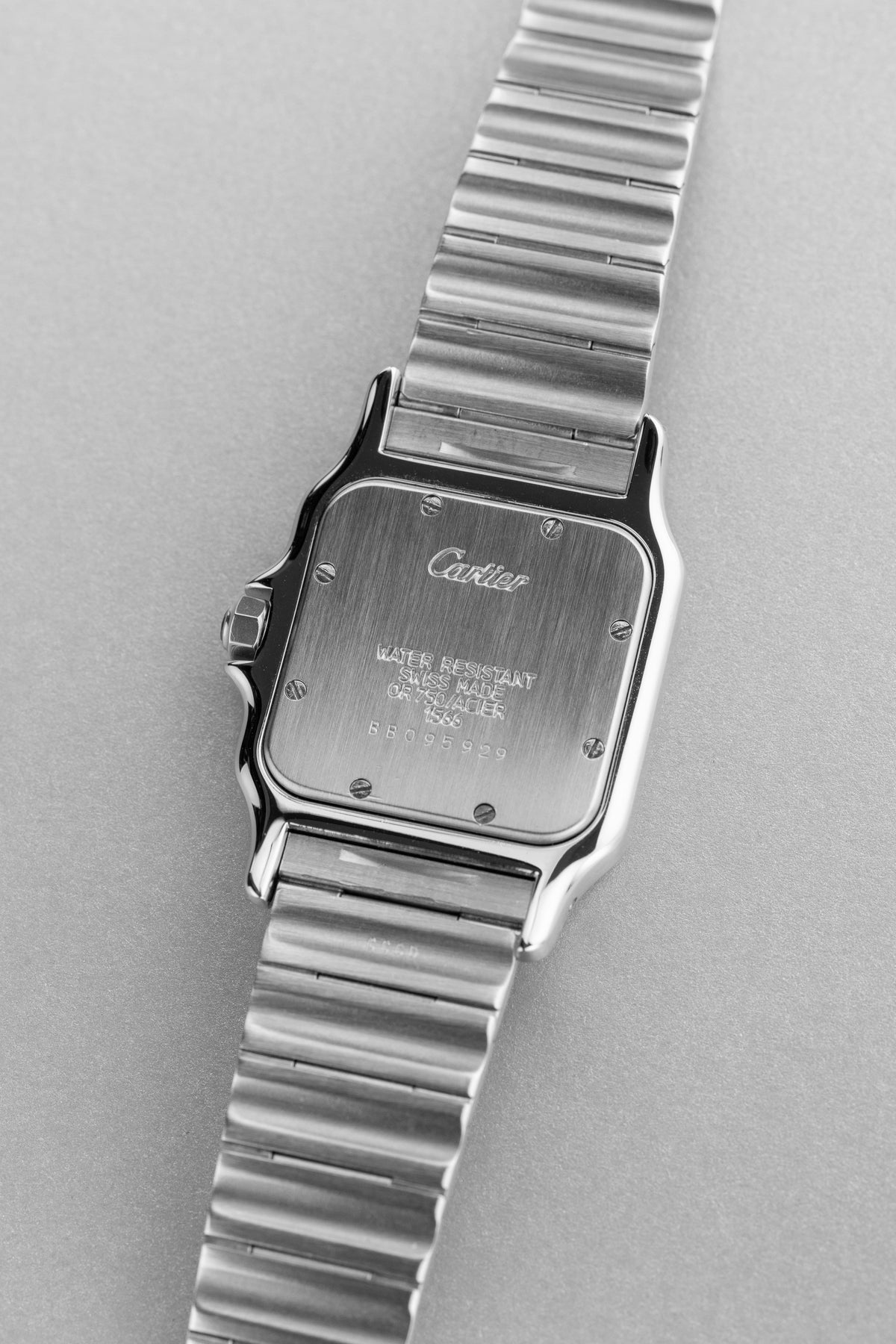 ESPH Cartier Santos Galbée「GM」型號 1566 不鏽鋼與黃金腕錶，1999 年——Full Set - 背面