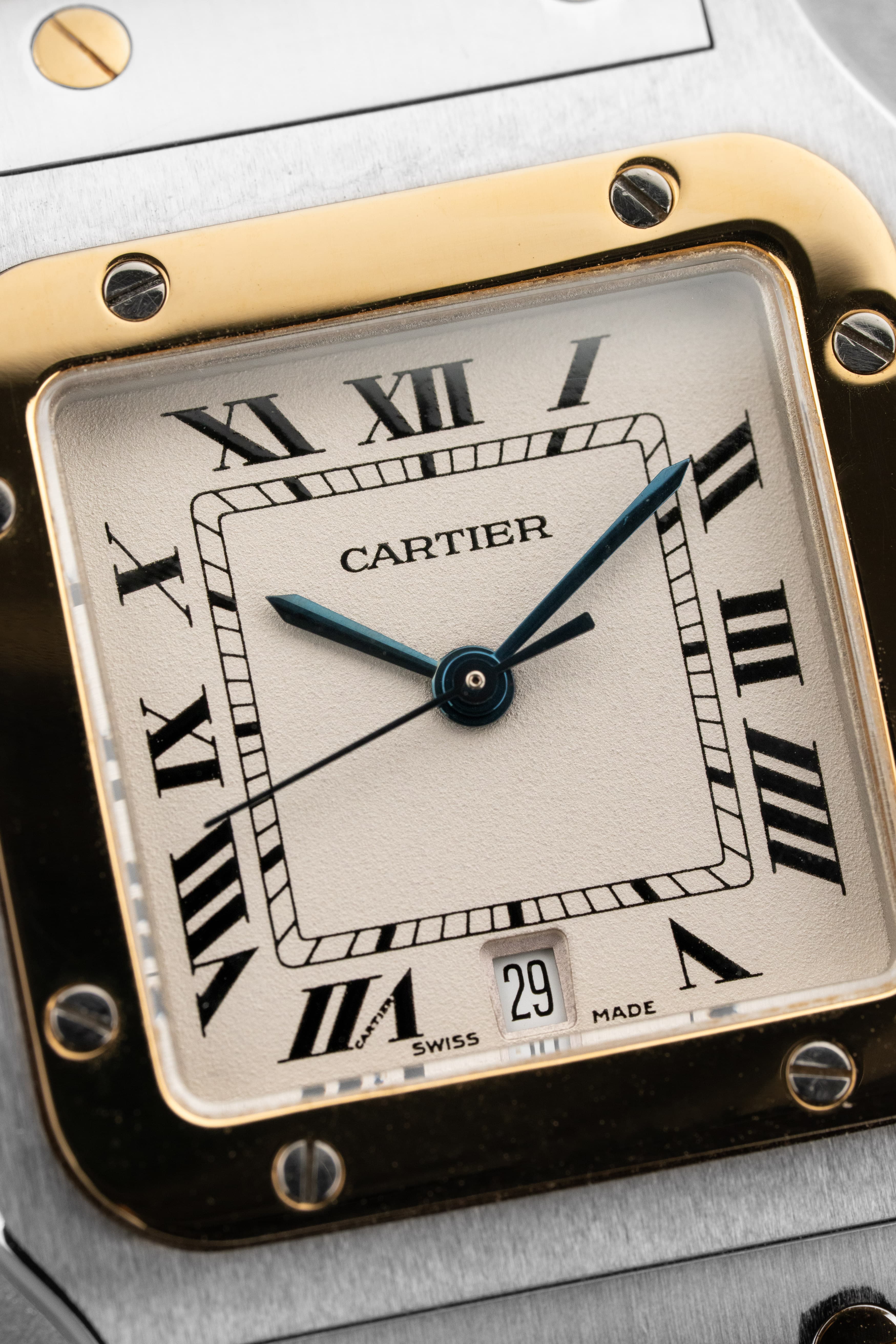 ESPH Cartier Santos Galbée « GM » réf. 1566 en acier et or jaune de 1999 – Full Set - Dial