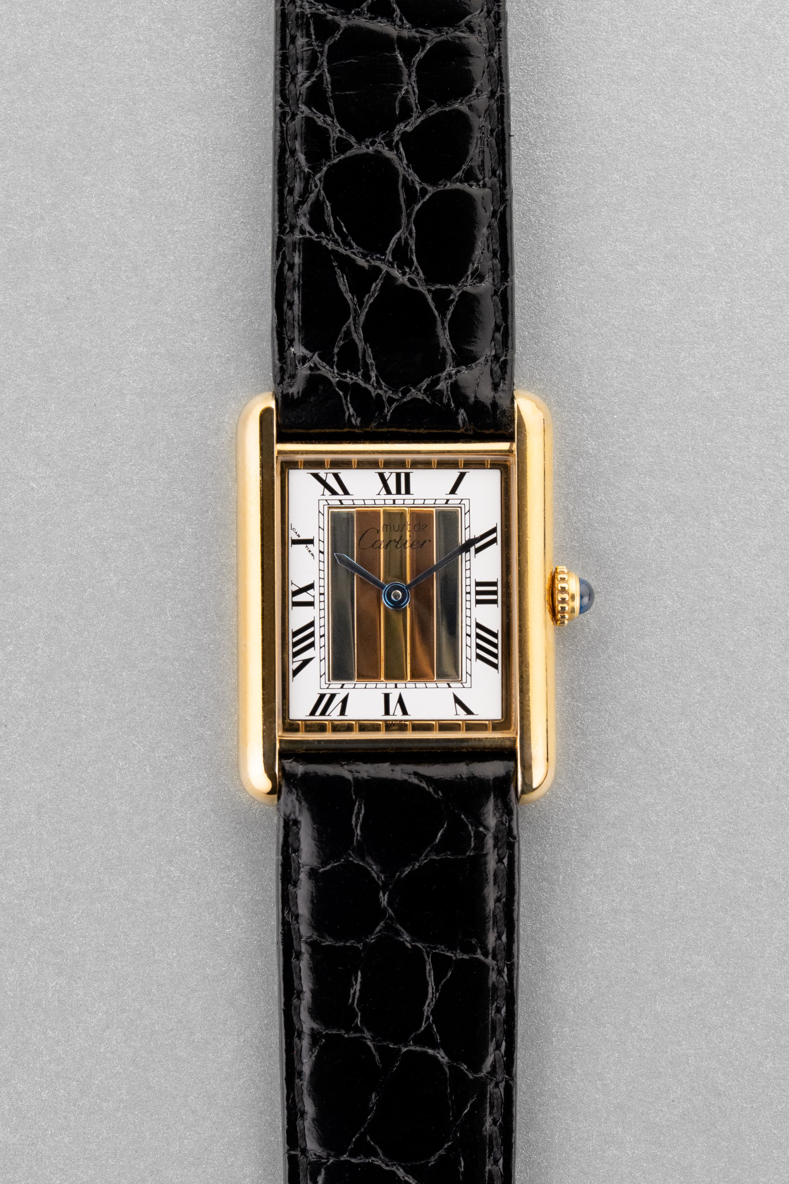 EYWJ Cartier Tank Must Quartz GM 5 « White Trinity + Roman Art Déco », circa 1990 - Front