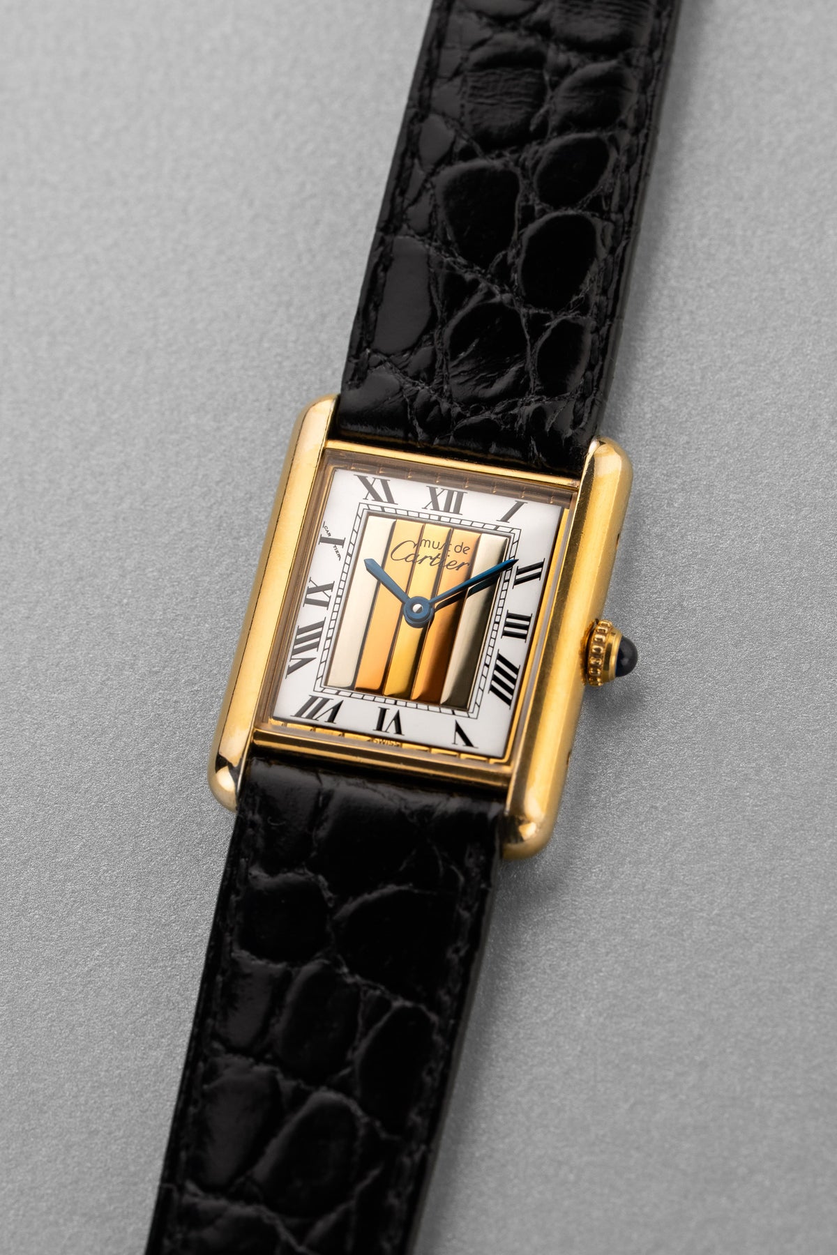 EYWJ Cartier Tank Must Quartz GM 5 “White Trinity + Roman Art Déco”, circa 1990 - Three Quarters