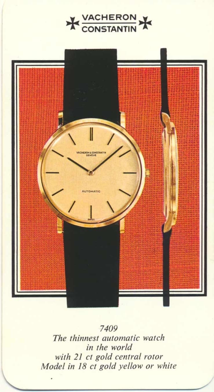 FDV3-us Vacheron Constantin Automatique Extra-Plate « Patrimony/Calatrava » réf. 7409 en or jaune, circa 1970 – N.O.S. - Vintage Ad